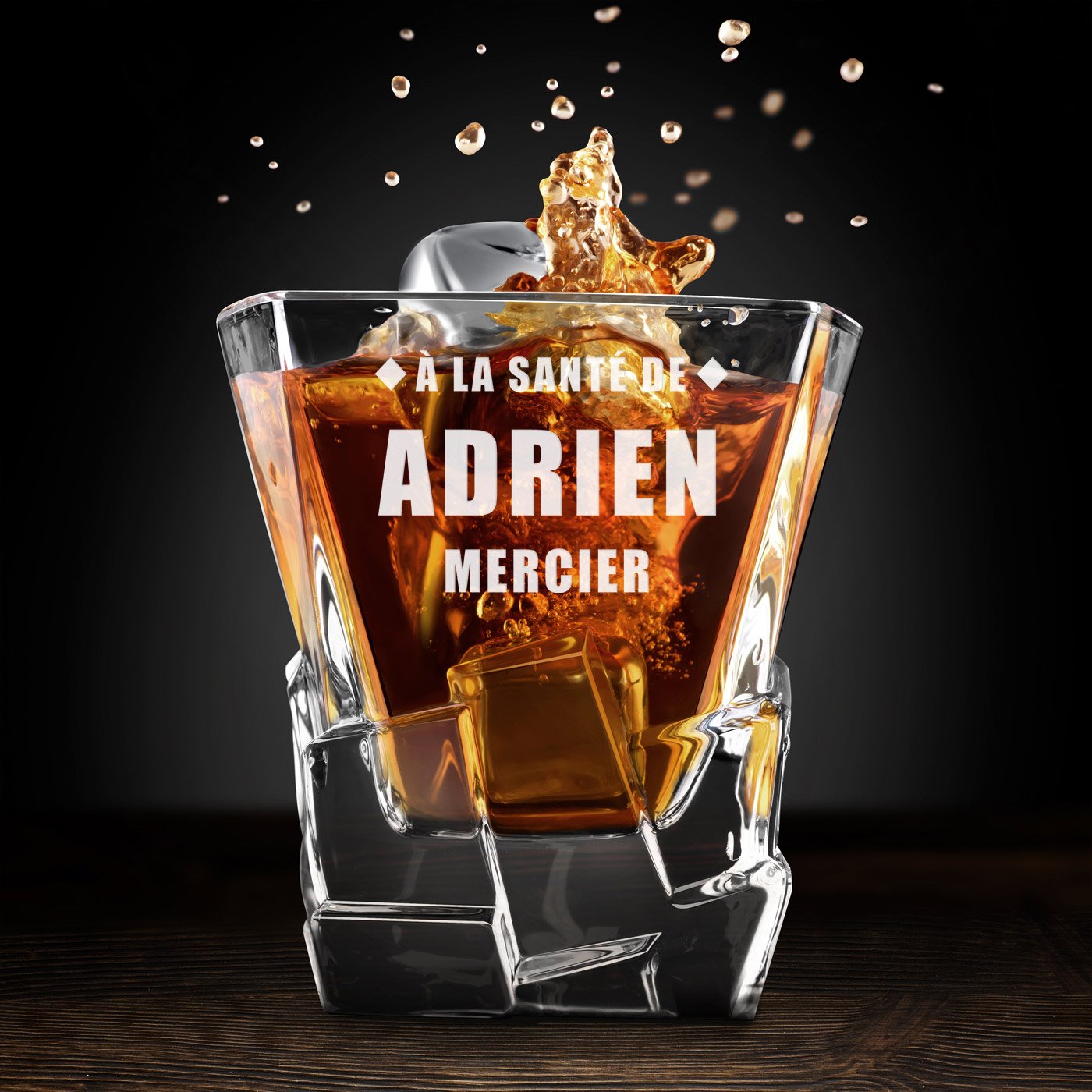 Vaso de whisky Murrano Ice Blink con grabado láser para el cumpleaños de un amigo