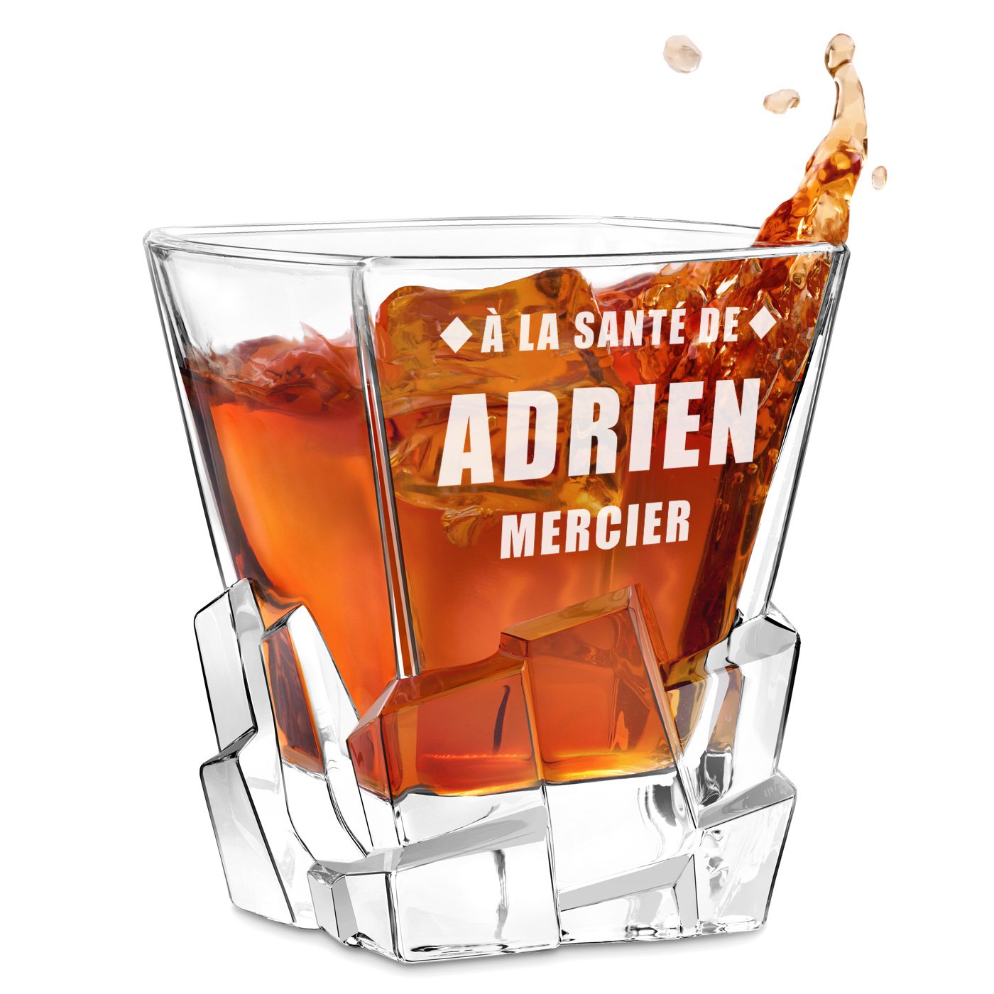 Vaso de whisky Murrano Ice Blink con grabado láser para el cumpleaños de un amigo