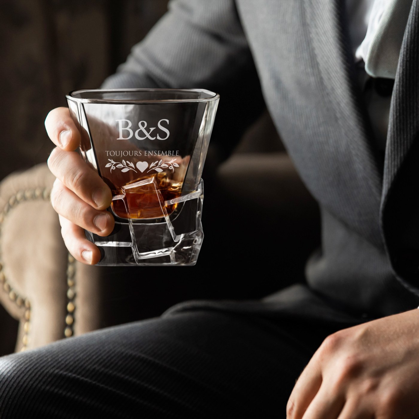 Taza de whisky personalizada Ice Blink de Murrano para pareja