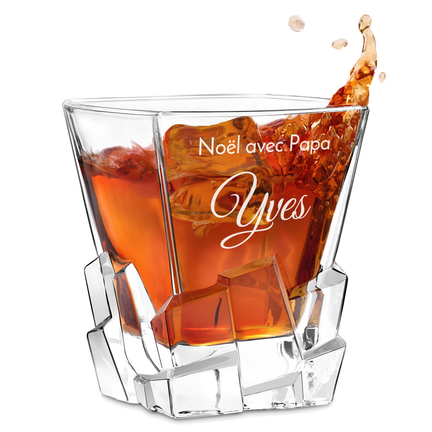 Vaso de whisky Murrano Ice Blink con grabado de Navidad para papá