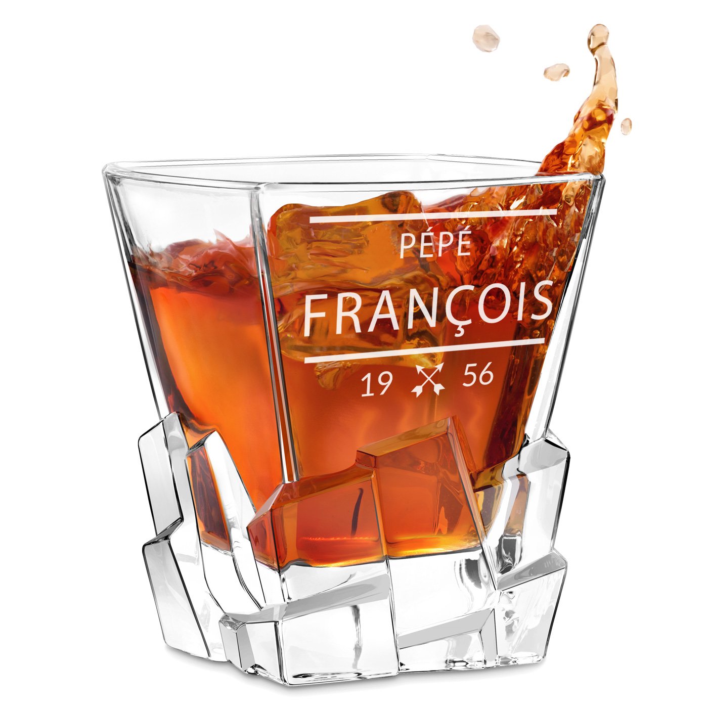 Taza de whisky Ice Blink Murrano con grabado para el abuelo