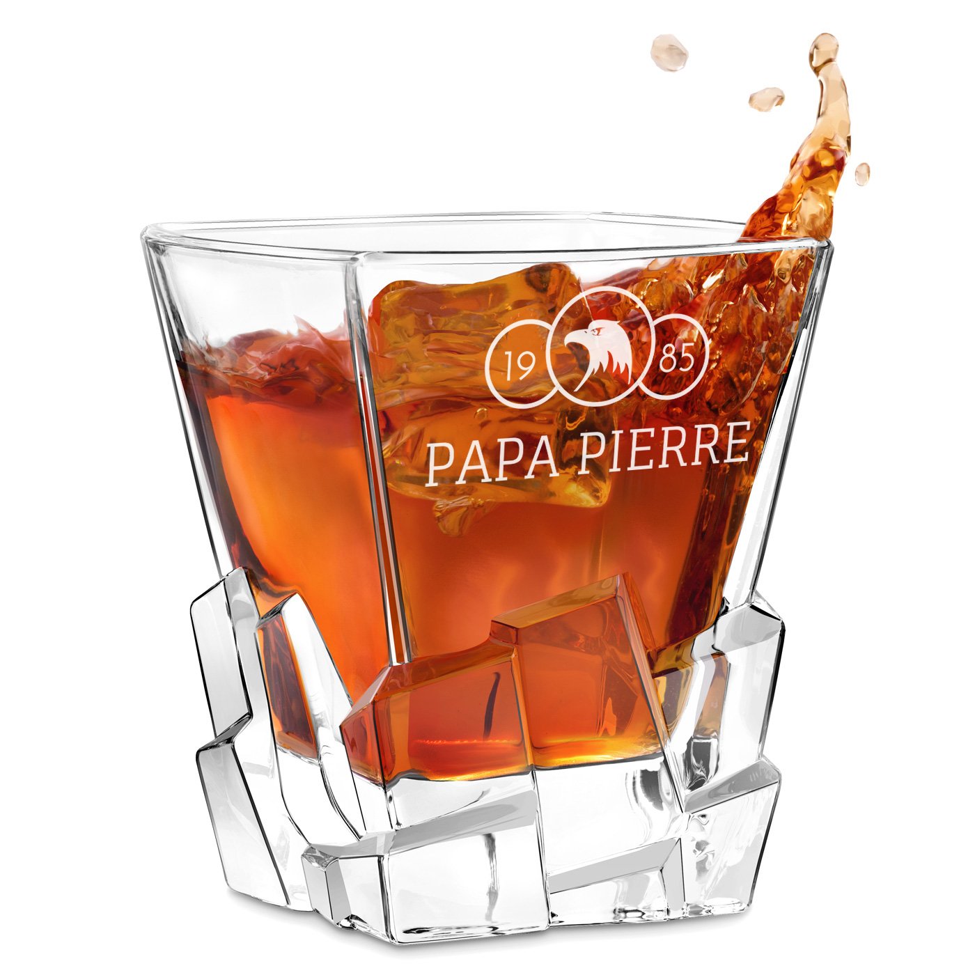Vaso de whisky Ice Blink Murrano con grabado láser para el aniversario de papá