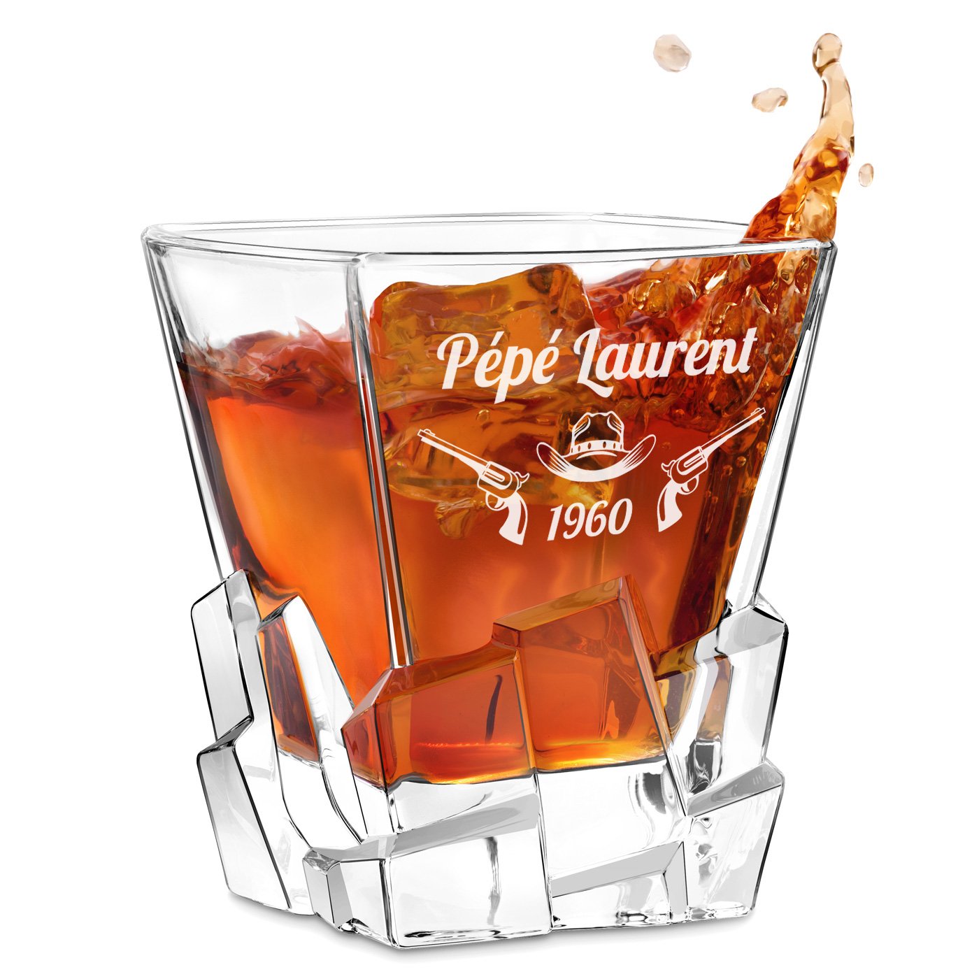 Copa de whisky Ice Blink Murrano con grabado personalizado para el cumpleaños de abuelo