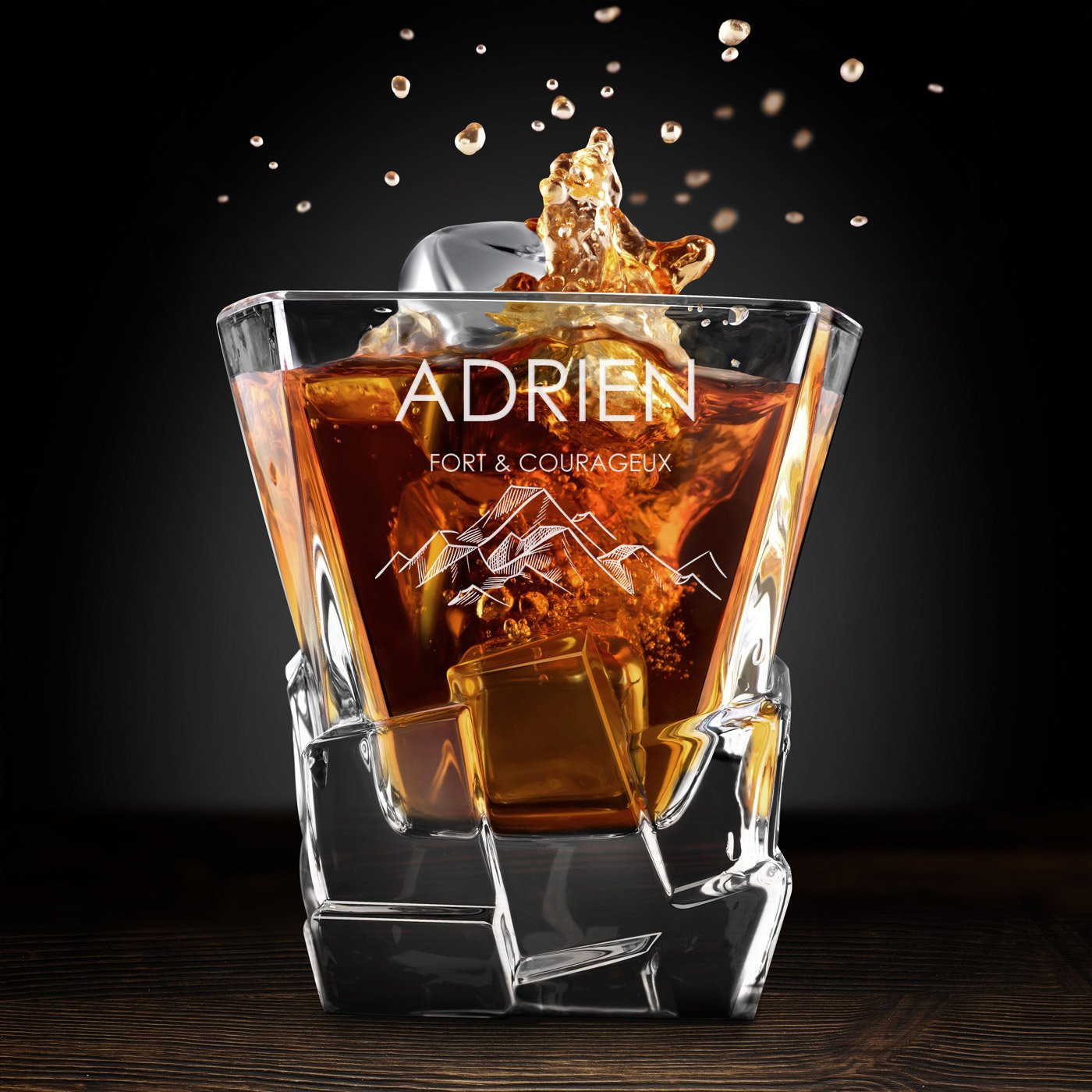 Vaso de whisky Ice Blink Murrano con grabado láser para aniversario hombre