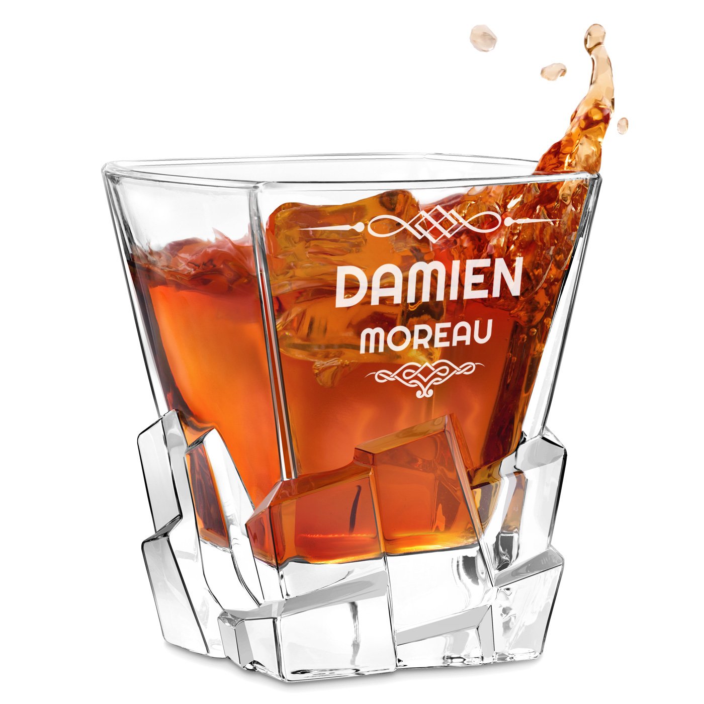 Vaso de whisky Ice Blink Murrano con grabado personalizado para él