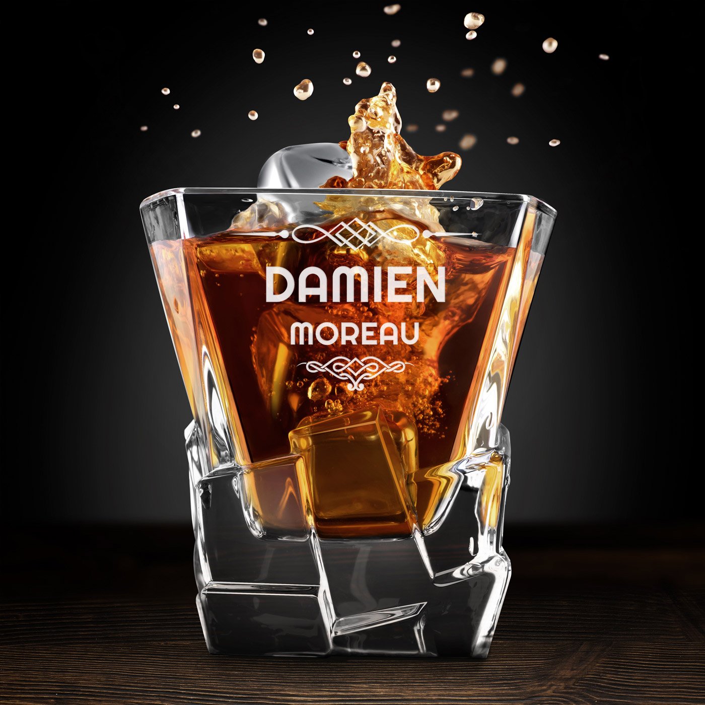 Vaso de whisky Ice Blink Murrano con grabado personalizado para él