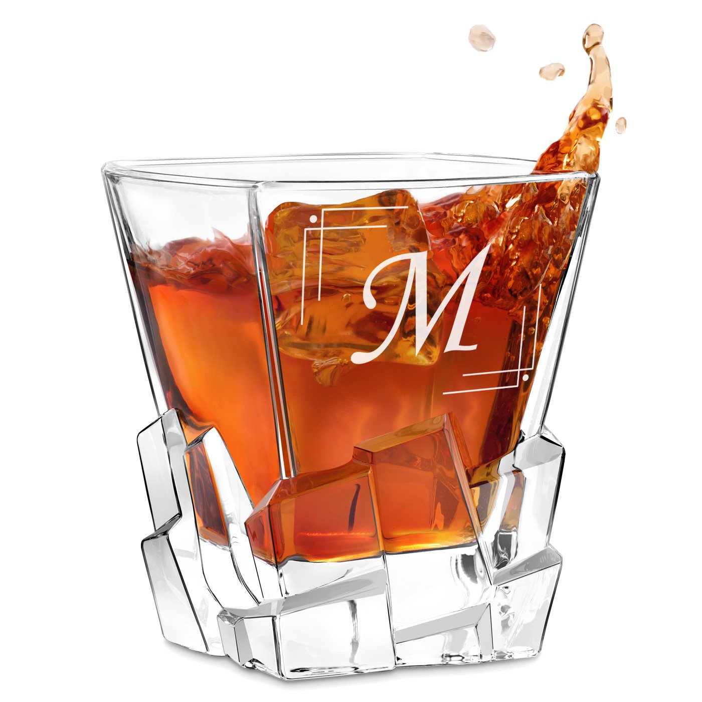 Vidrio de whisky Ice Blink Murrano con grabado láser para hombres