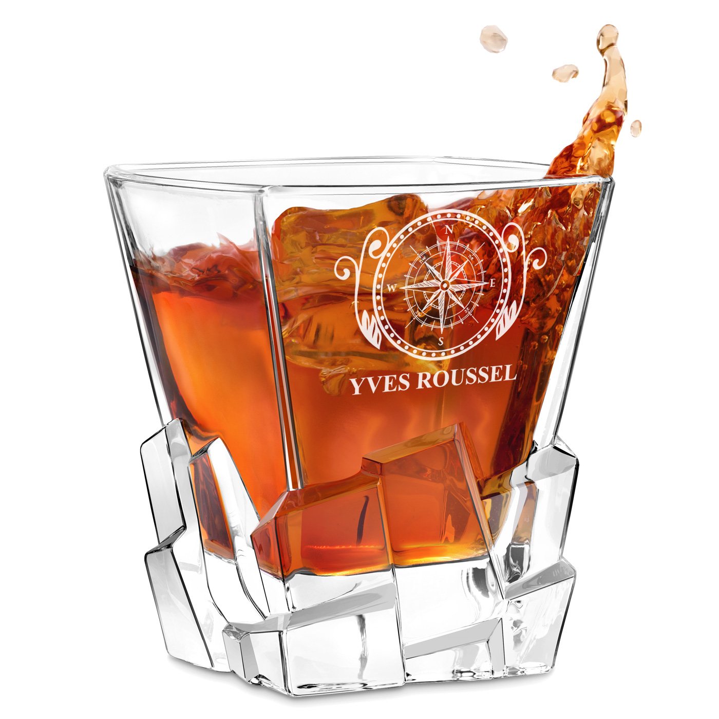 Taza de whisky Ice Blink Murrano con grabado para un viajero