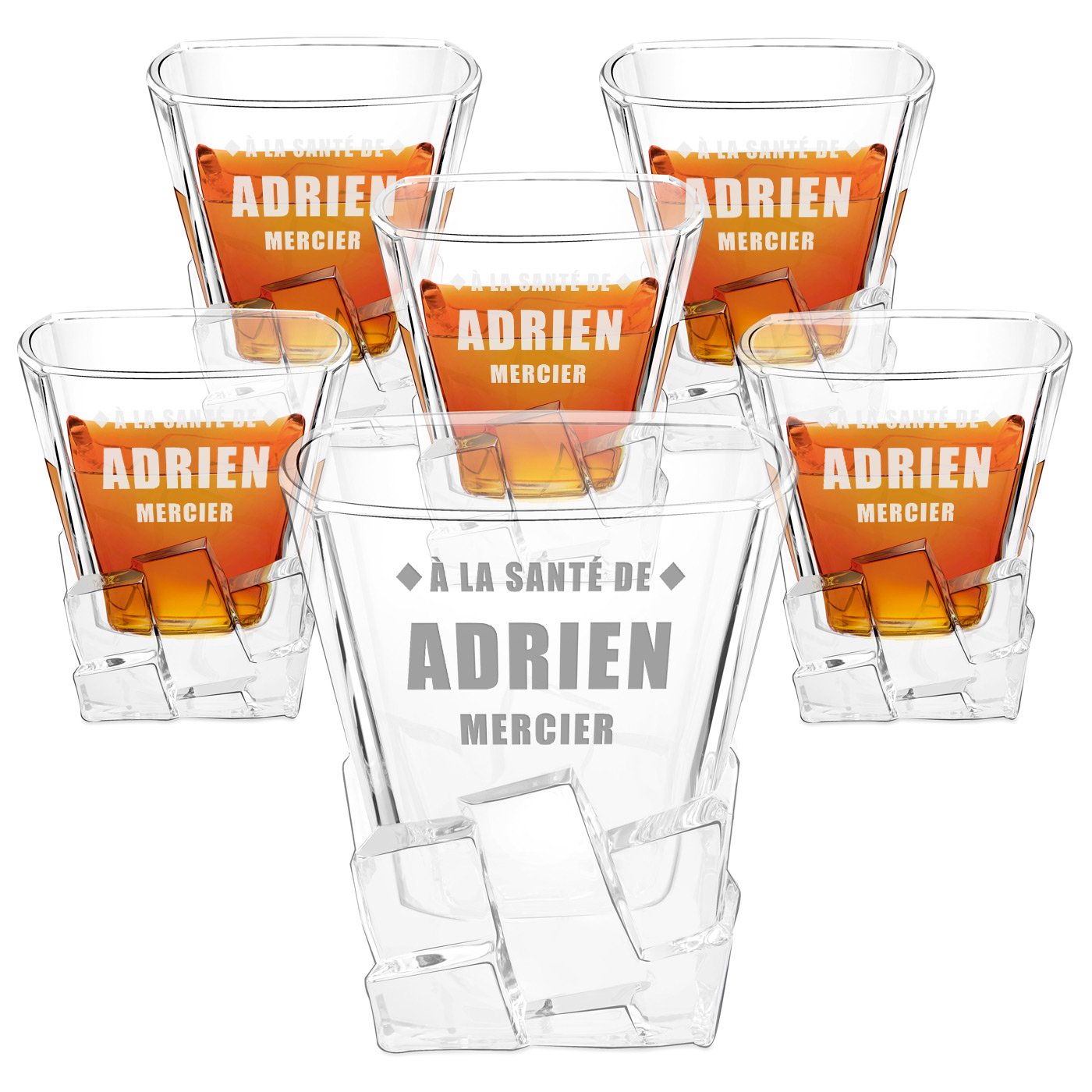 Juegos de 6 vasos de whisky Ice Blink de Murrano con grabado para el cumpleaños de un amigo