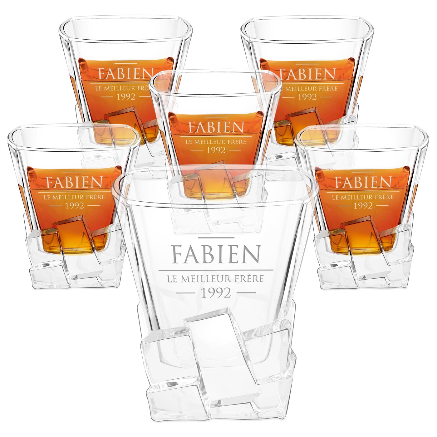 Tazas de whisky Murrano Ice Blink - Juego personalizado de 6 para hermano