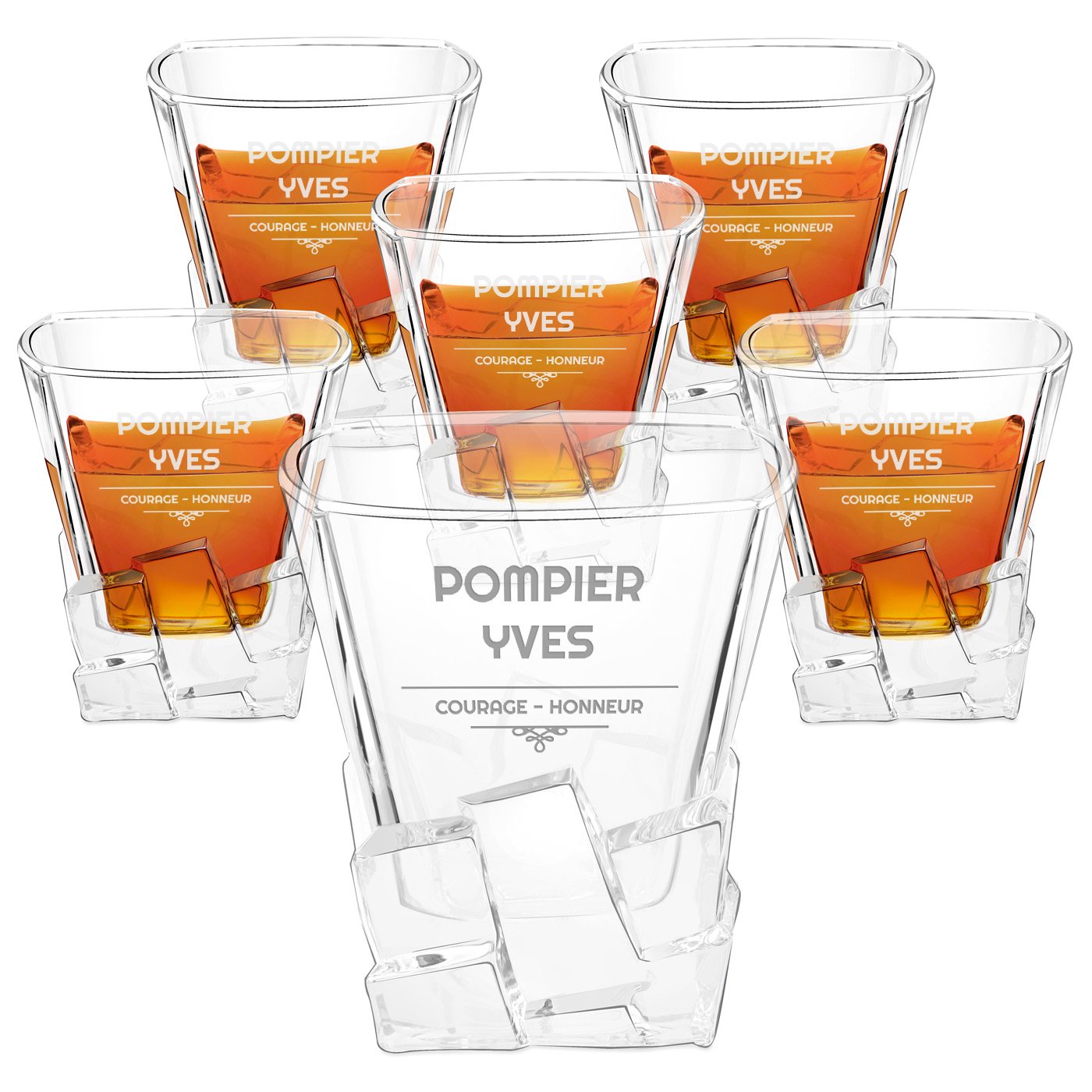 Copas de whisky Ice Blink Murrano con grabado - juego de 6