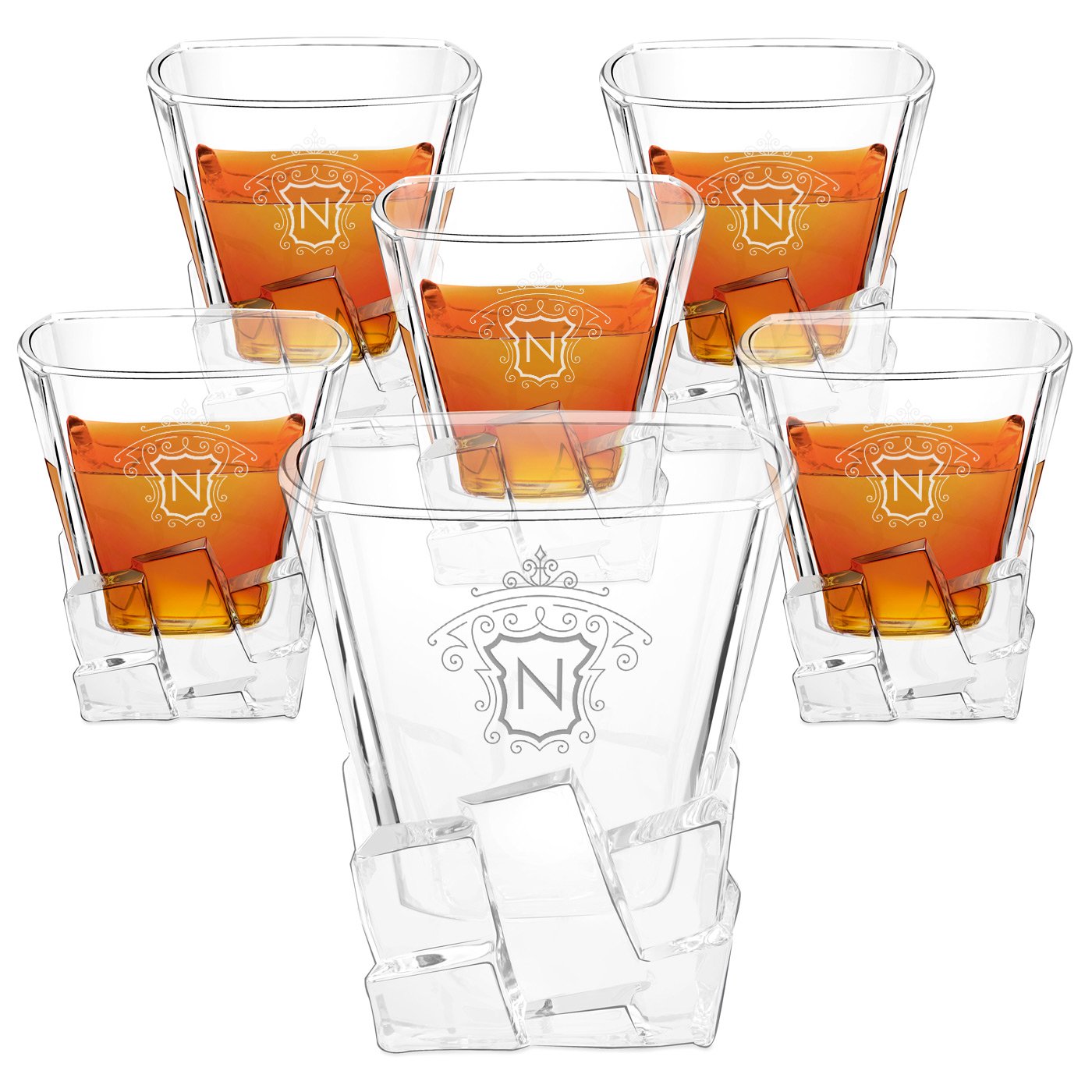 Copas de whisky Murrano Ice Blink - Grabadas láser para chef (conjunto de 6)
