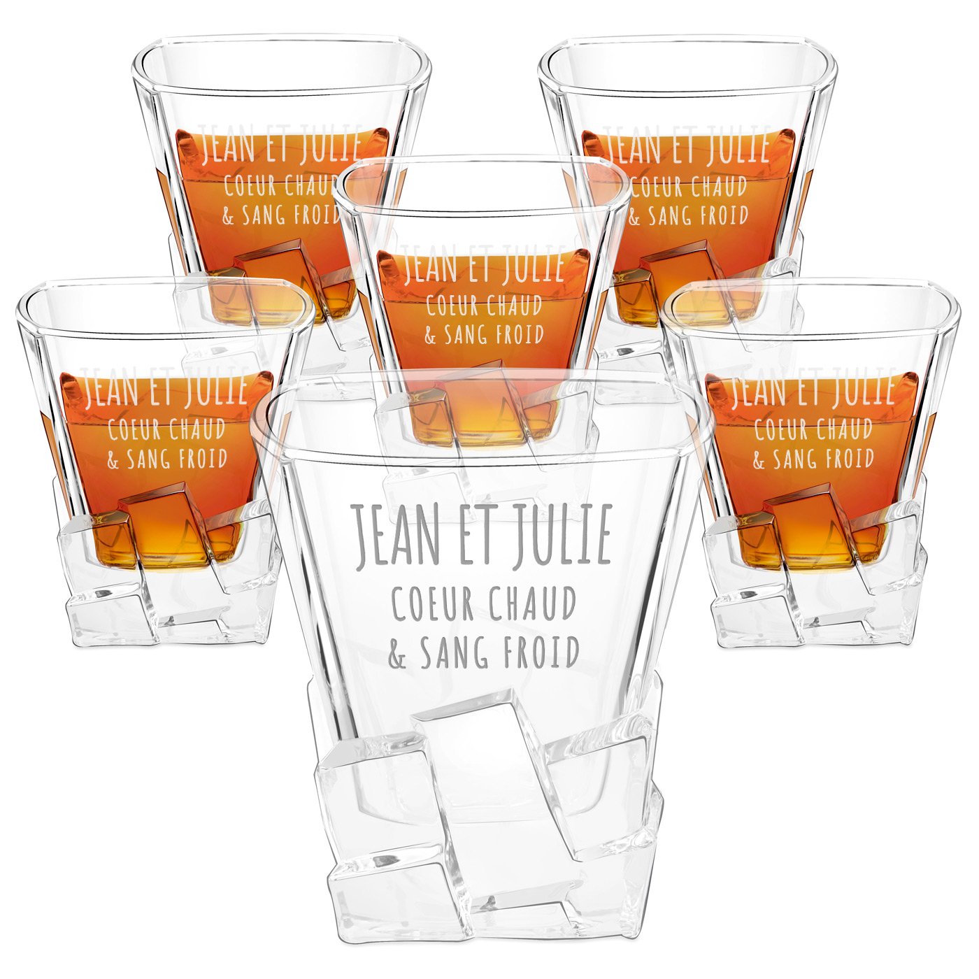 Copas de whisky Ice Blink Murrano - Juego grabado de 6 para amantes