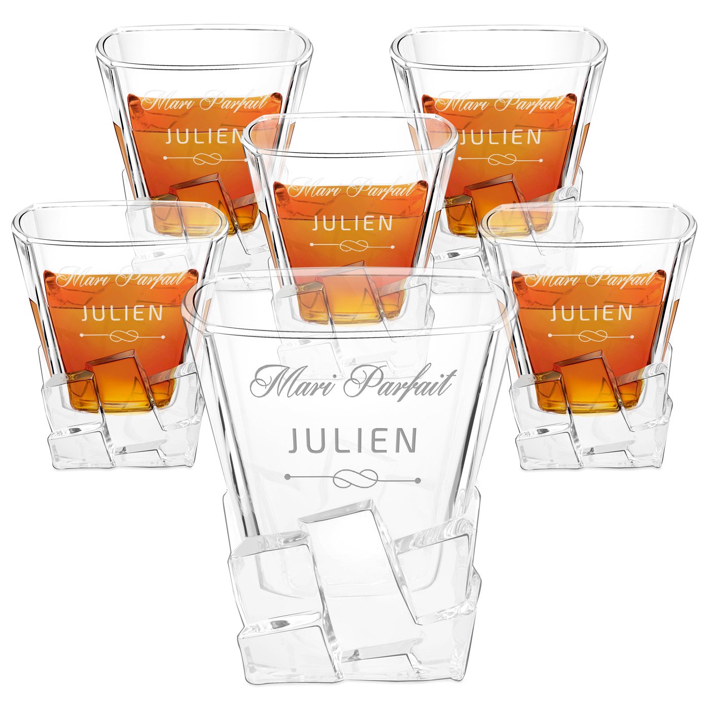 Murrano Ice Blink Whisky Glasses with Engraving for Husband