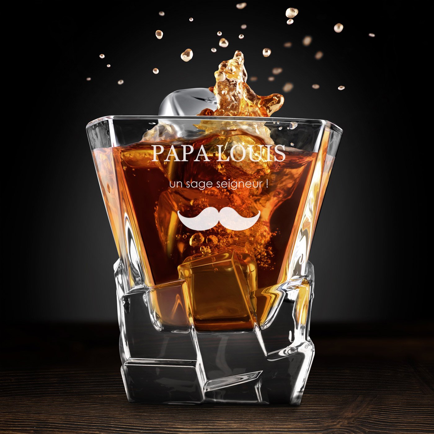 Copas de whisky Murrano Ice Blink con grabado para papá (juego de 6)