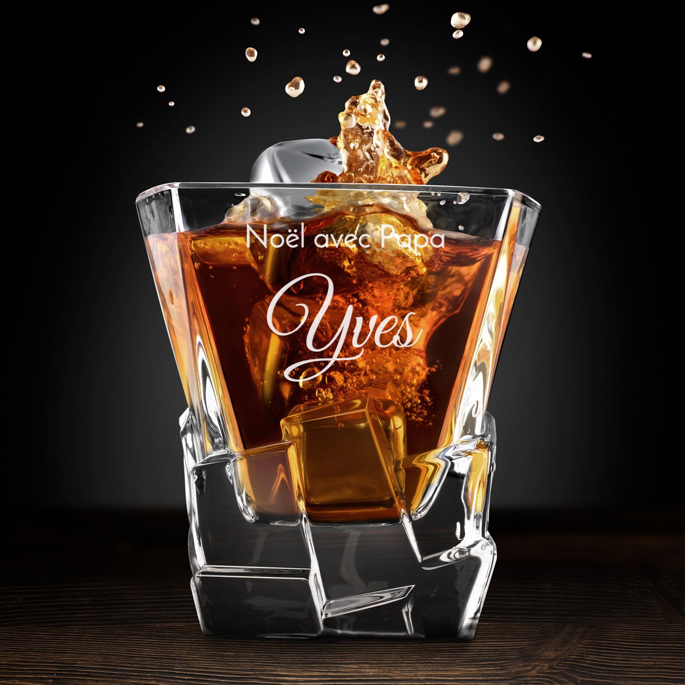 Murrano Ice Blink Whisky Glasses - Personalized for Dad