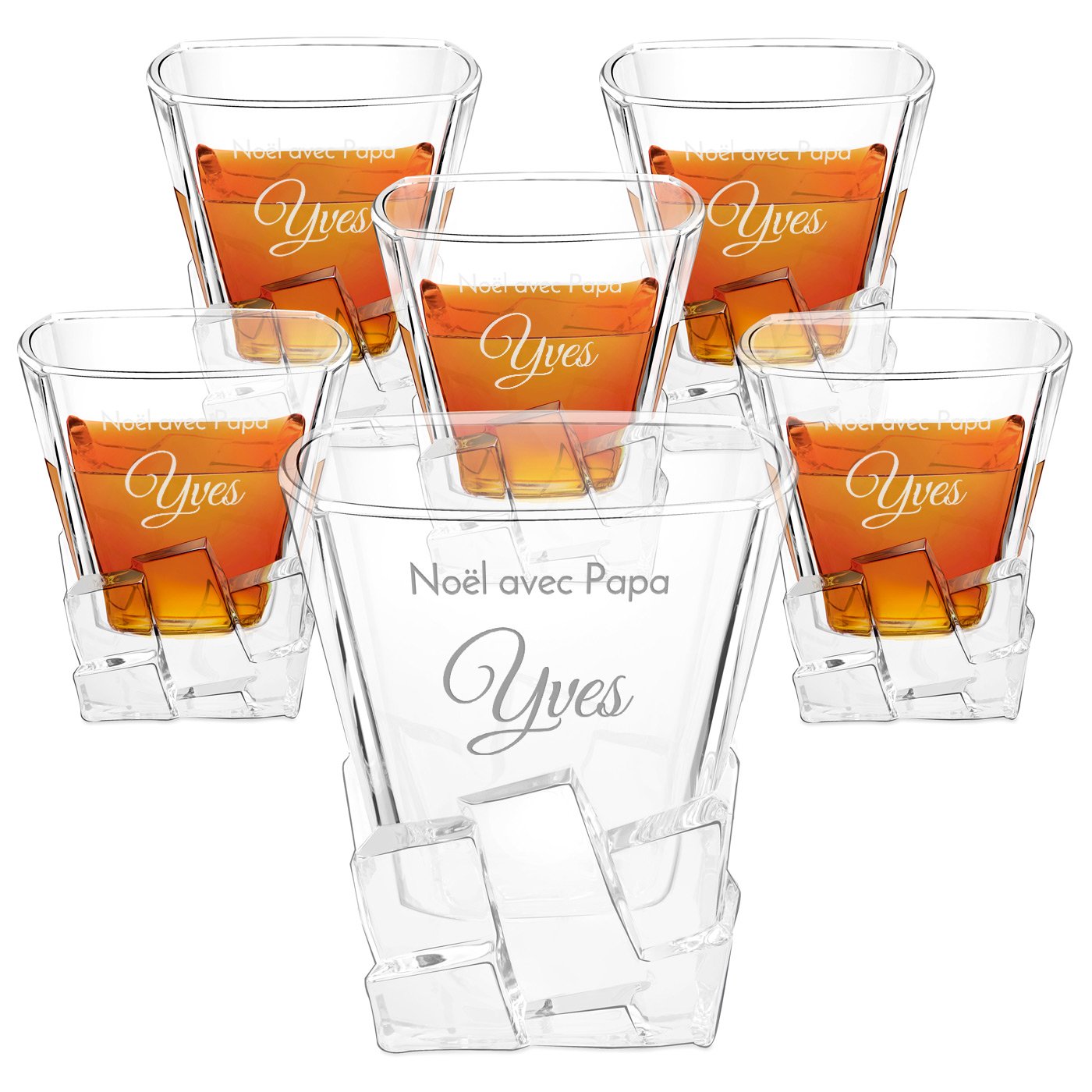 Murrano Ice Blink Whisky Glasses - Personalized for Dad