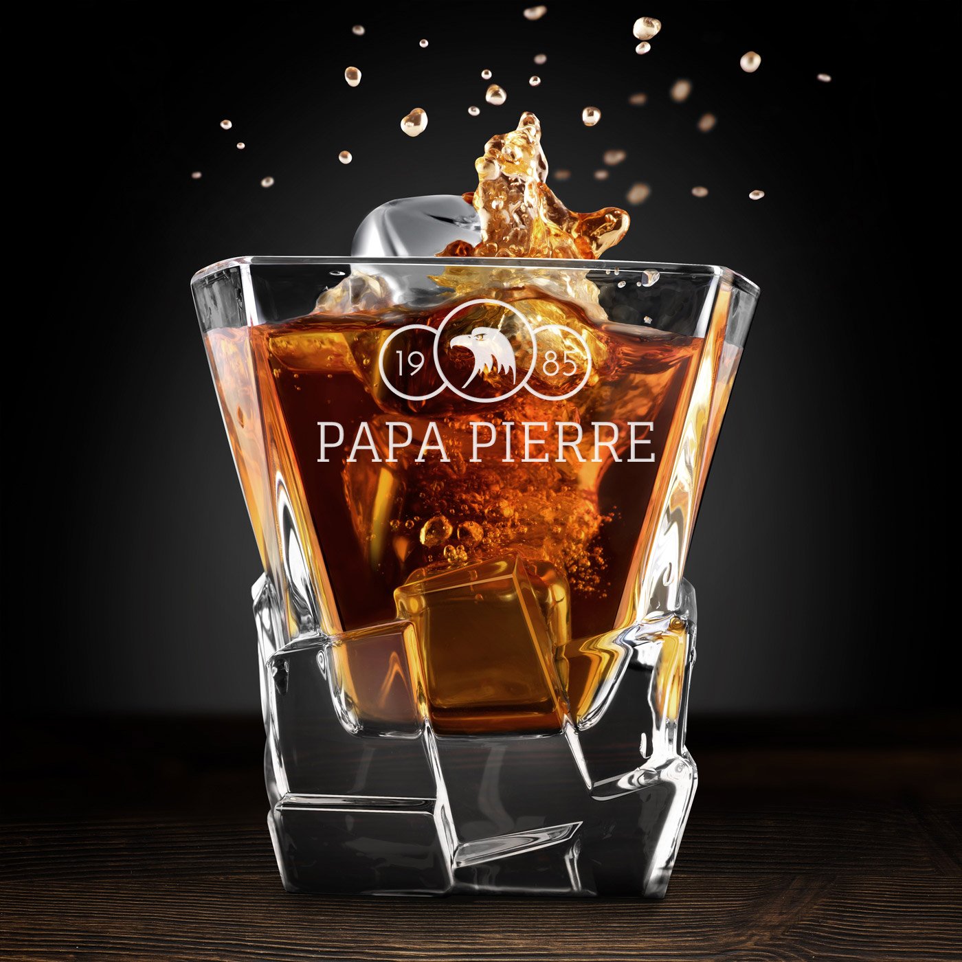 6 vasos de whisky Murrano Ice Blink con grabado para el cumpleaños de papá