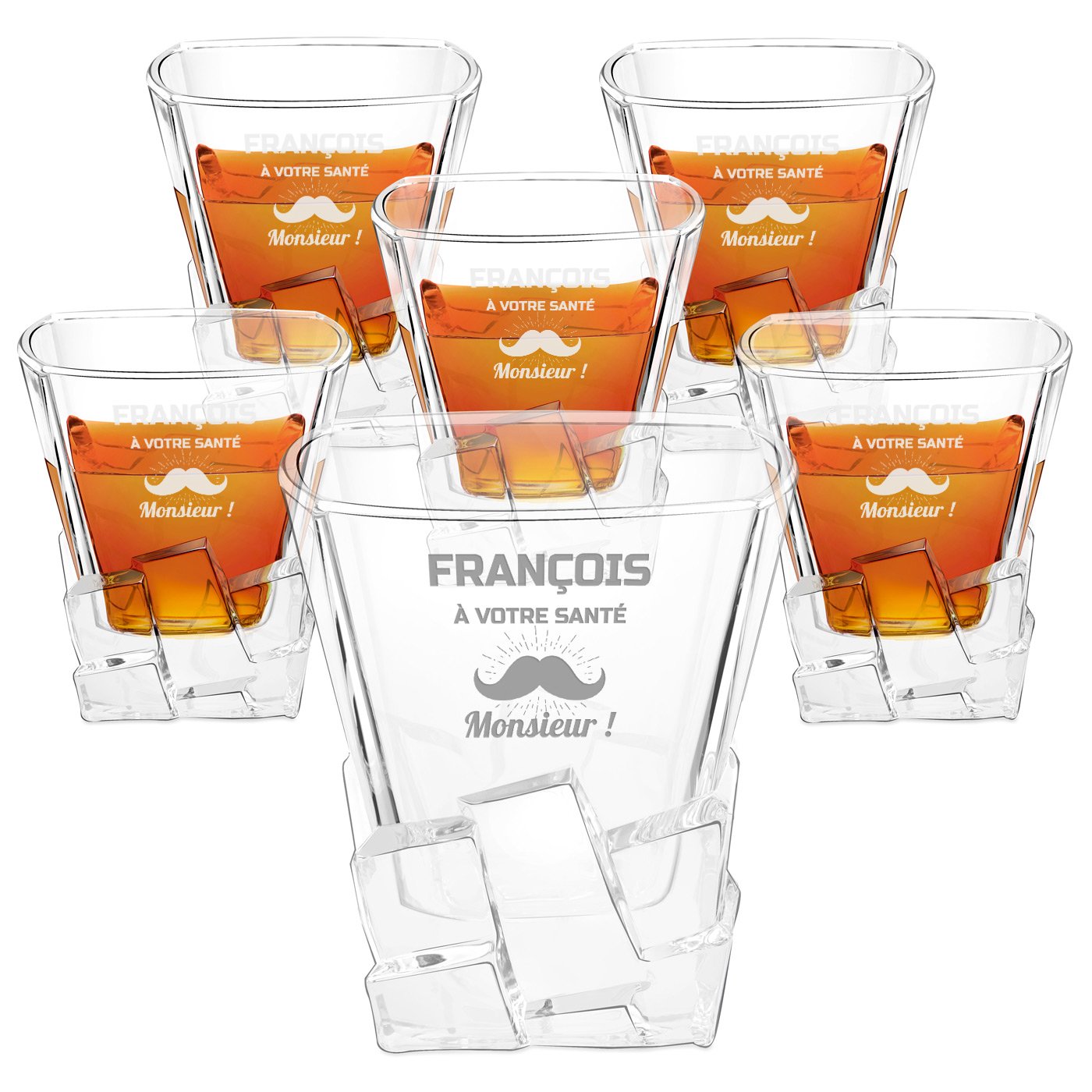 Verres à whisky Ice Blink Murrano avec gravure pour l'anniversaire d'un collègue