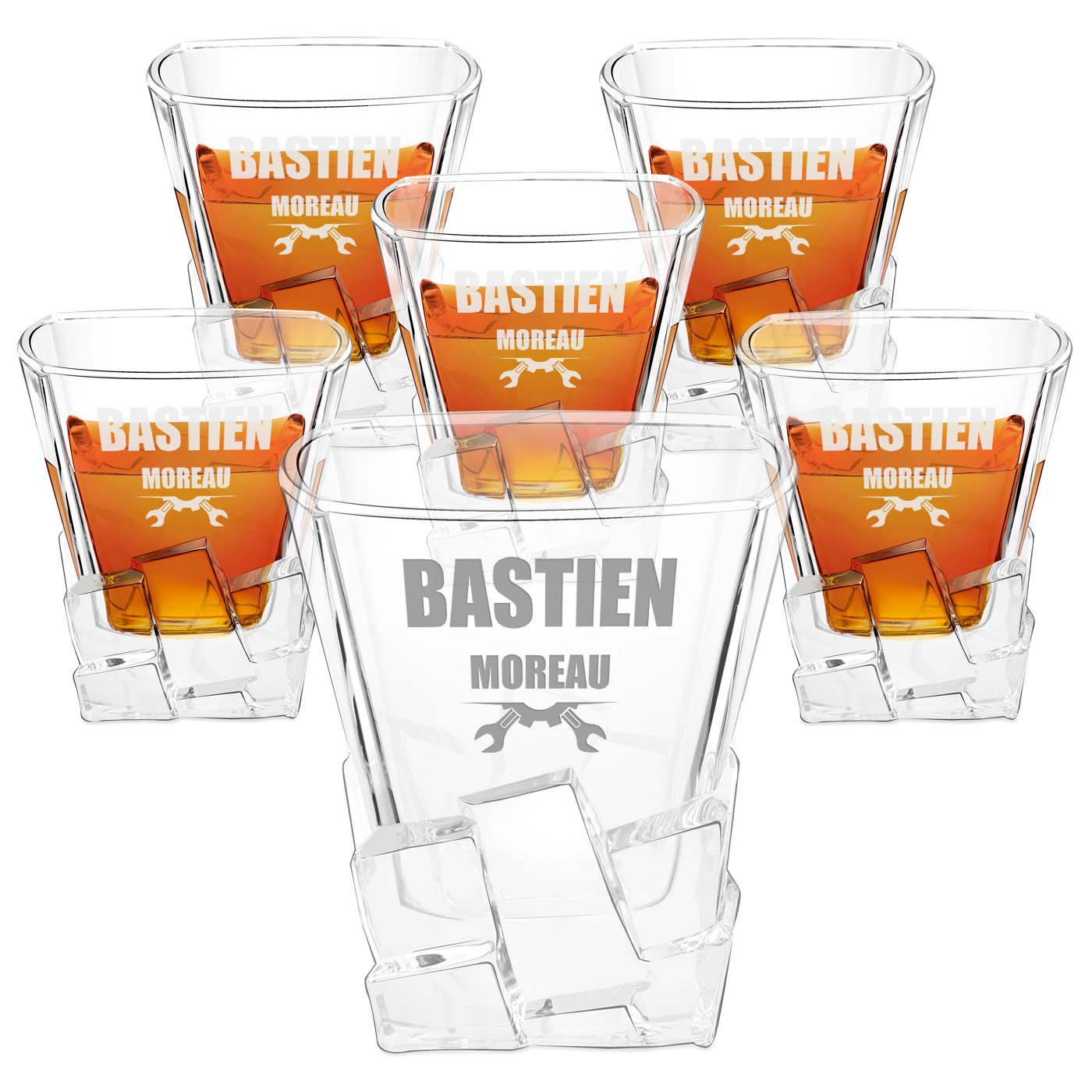 Juegos de vasos de whisky Murrano Ice Blink - Conjunto personalizado de 6 unidades