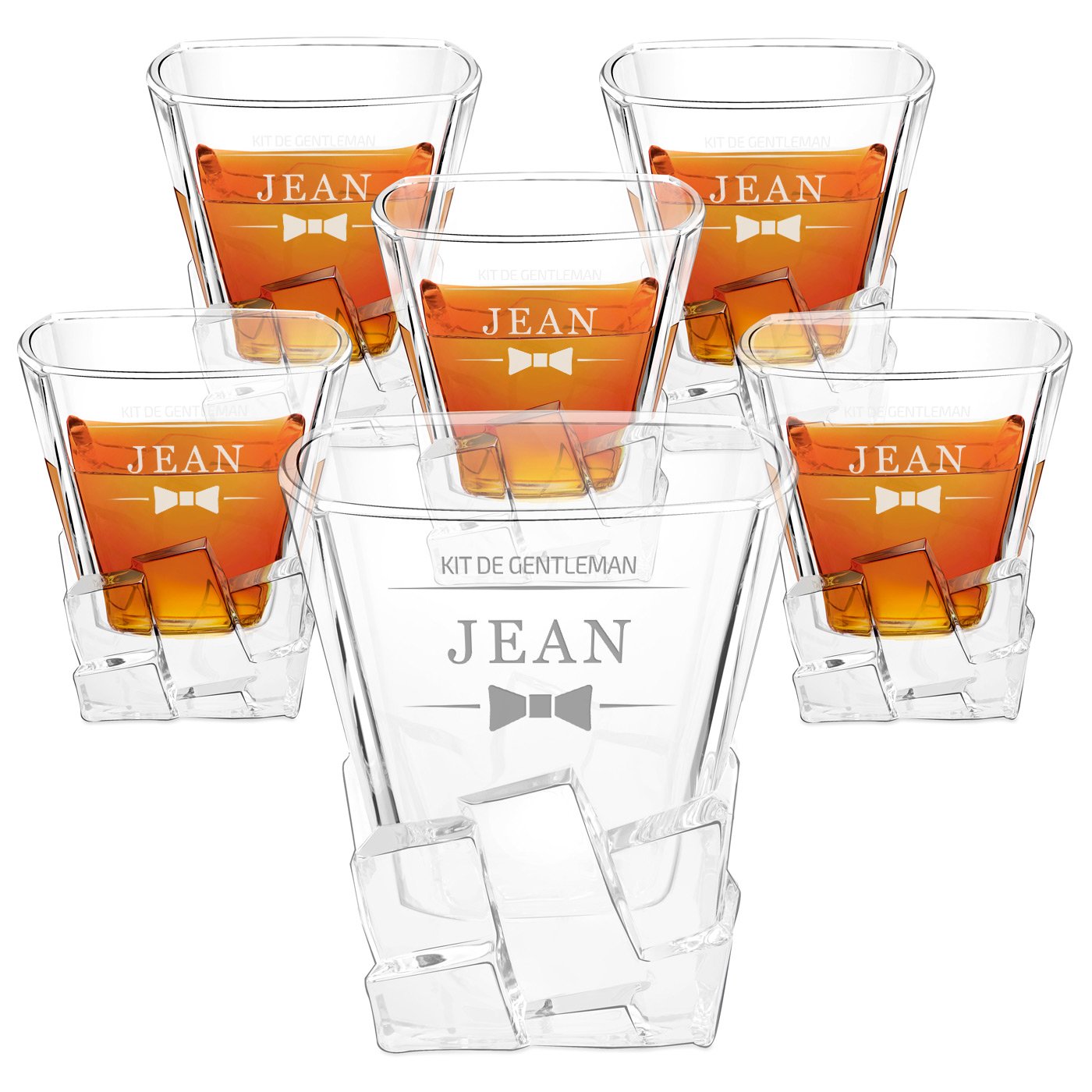 Copas de whisky Murrano Ice Blink - Juego personalizado de 6 para caballeros