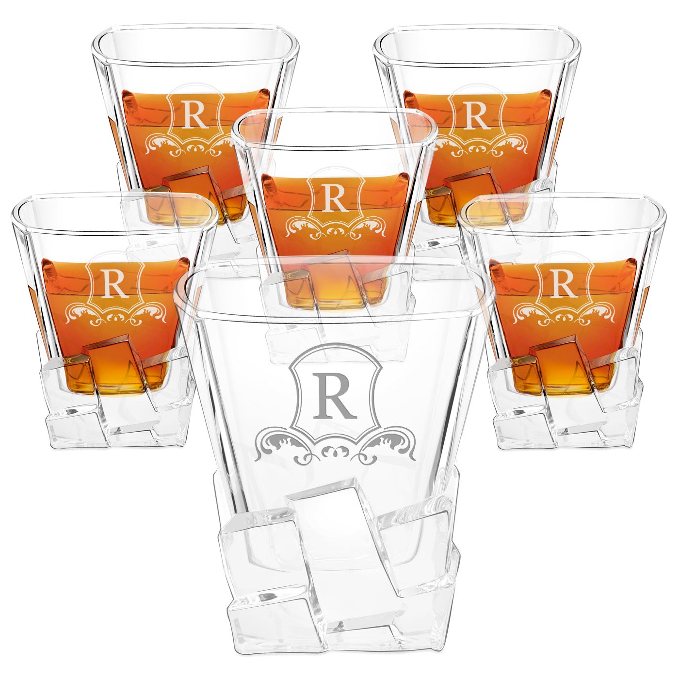 Copas de whisky Murrano Ice Blink - Juego personalizado de 6 piezas para eventos masculinos