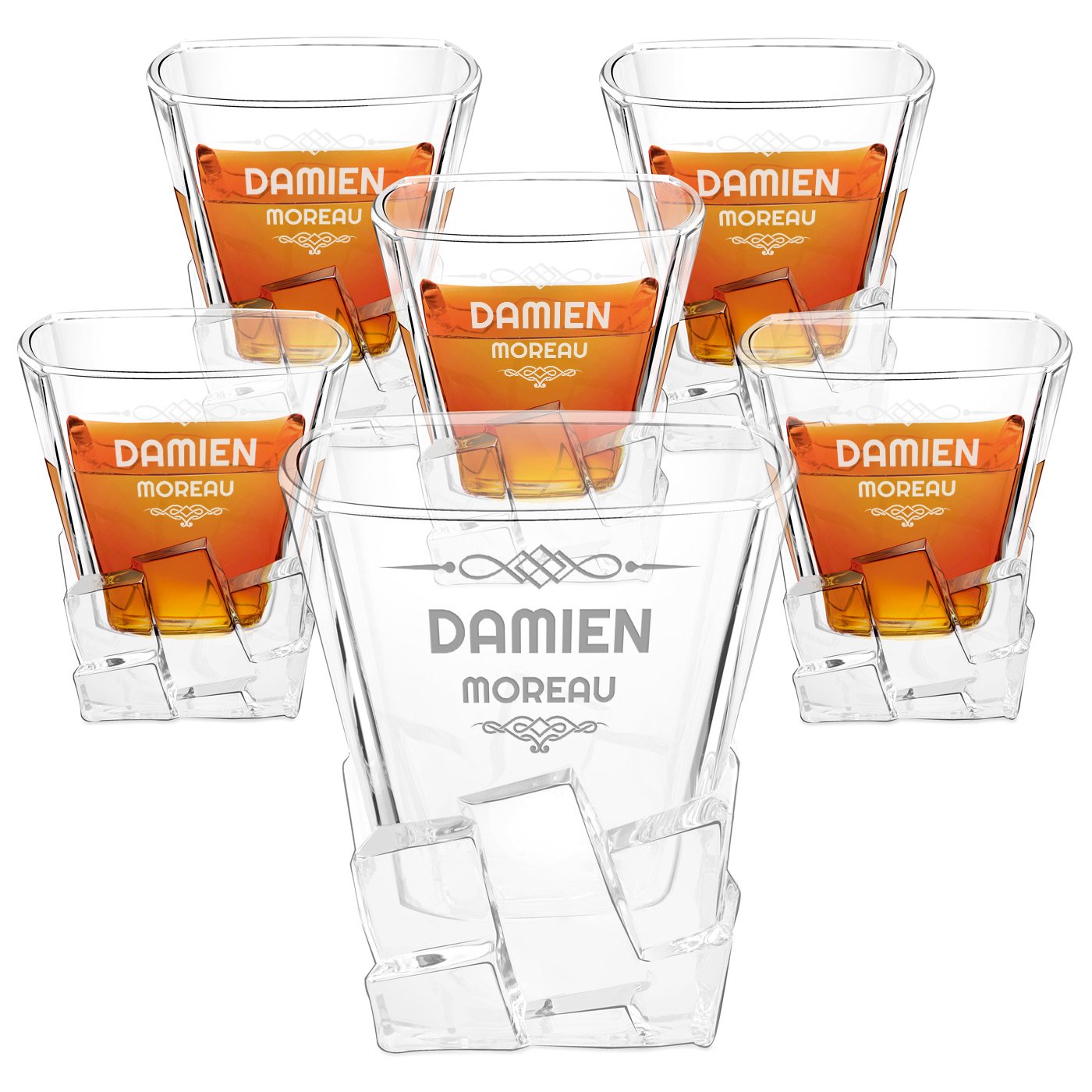 Set de 6 vasos de whisky Ice Blink de Murrano con grabado láser para él
