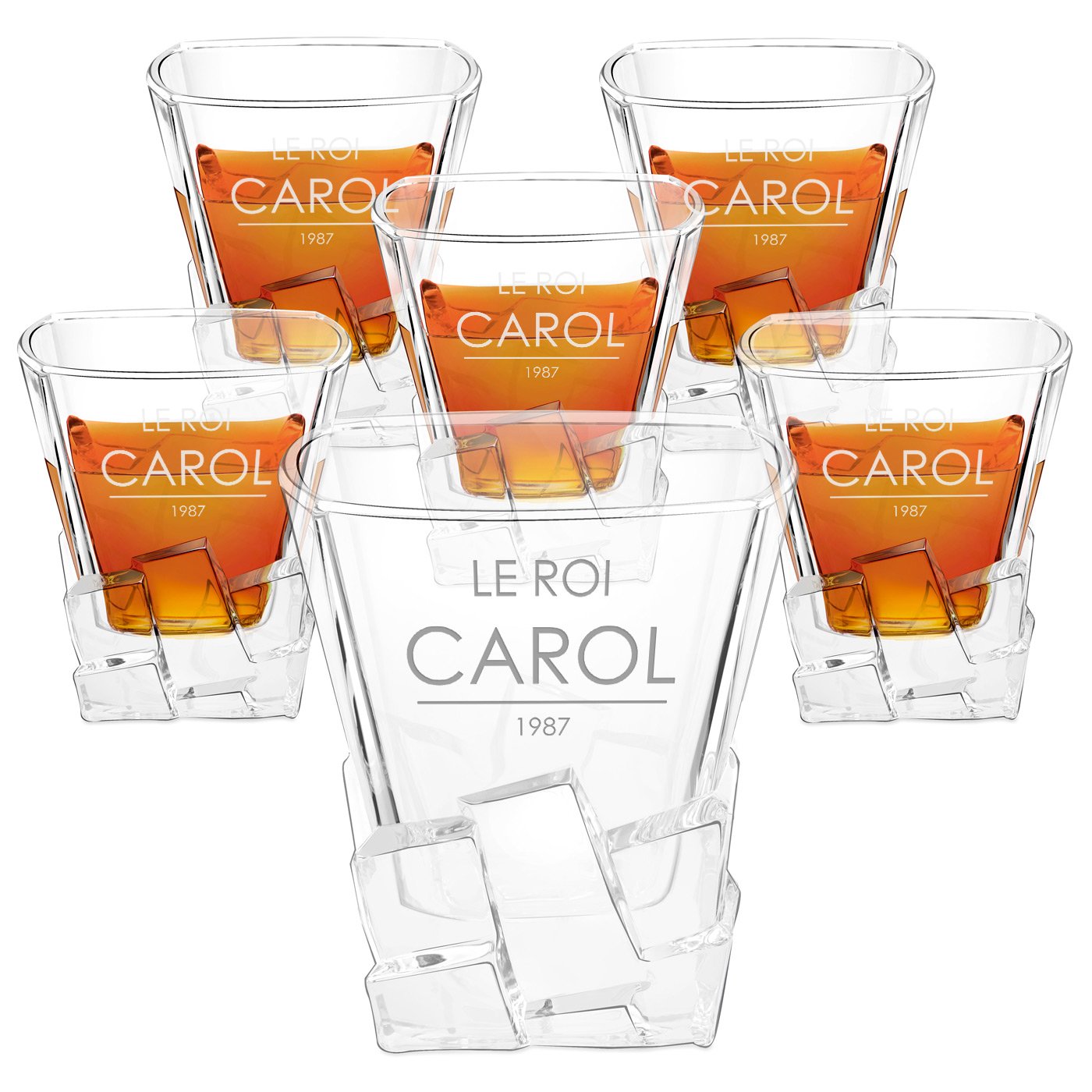 Copas de whisky Murrano Ice Blink con grabado láser - Juego de 6
