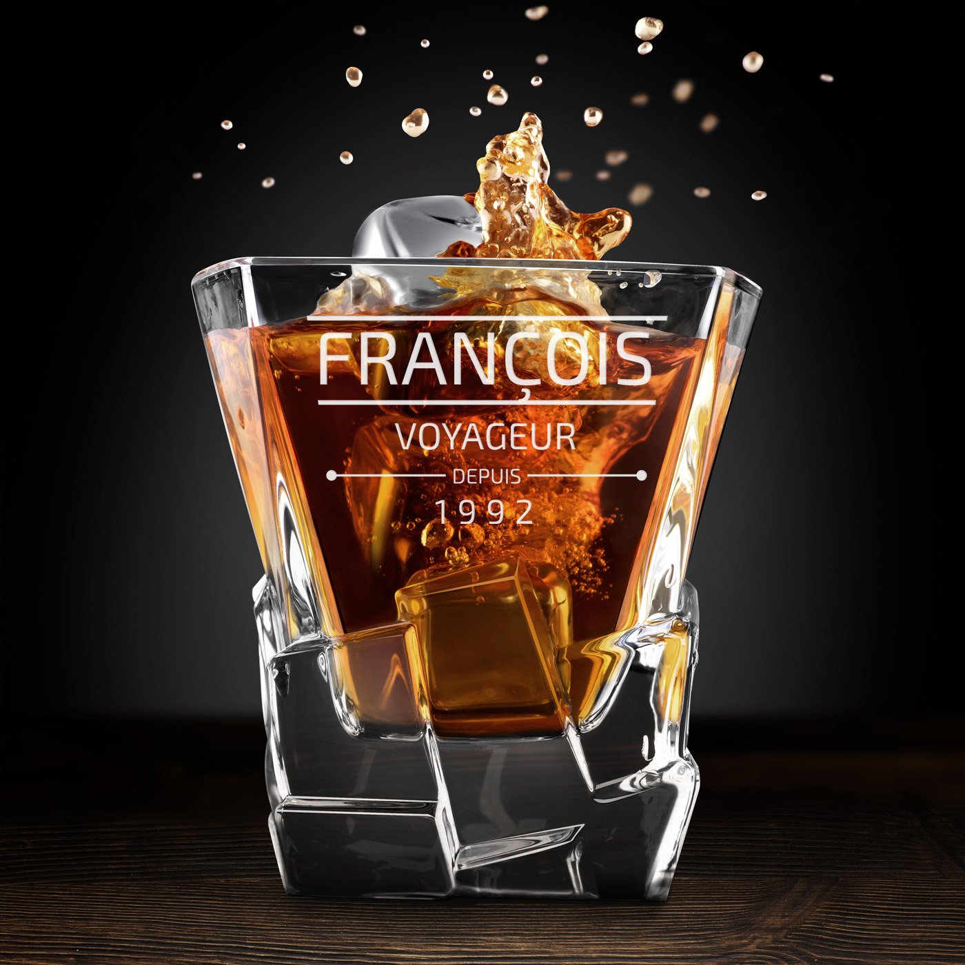 Copas de whisky Ice Blink Murrano - Set personalizado de 6 piezas para viajeros