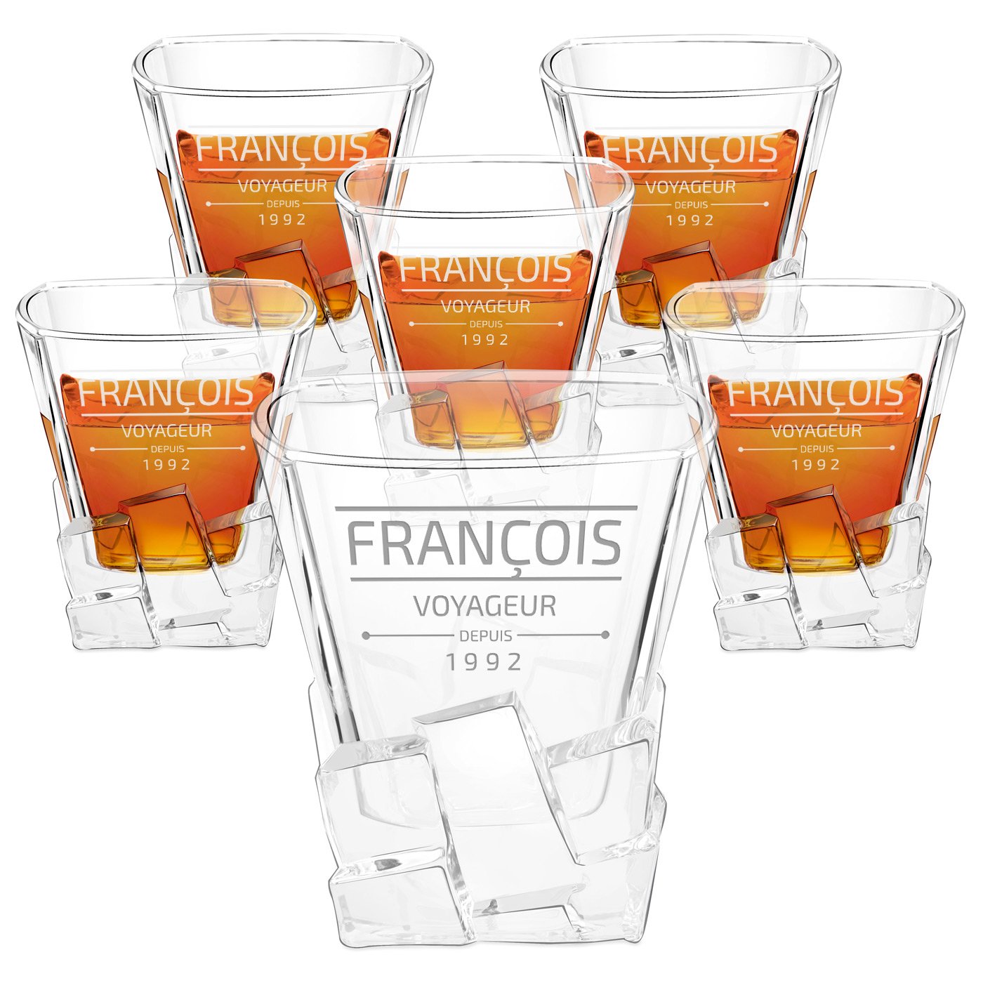 Copas de whisky Ice Blink Murrano - Set personalizado de 6 piezas para viajeros