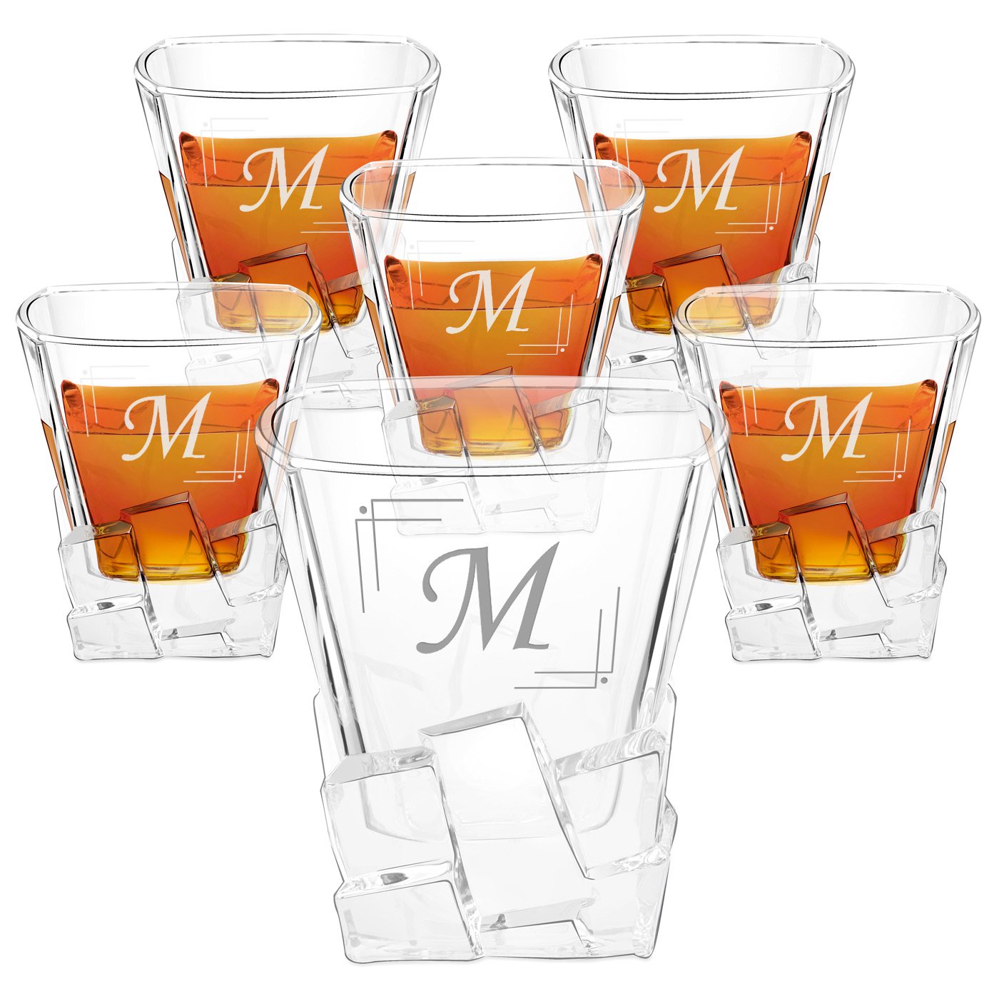 Copas de whisky Murrano Ice Blink con grabado láser - Inicial