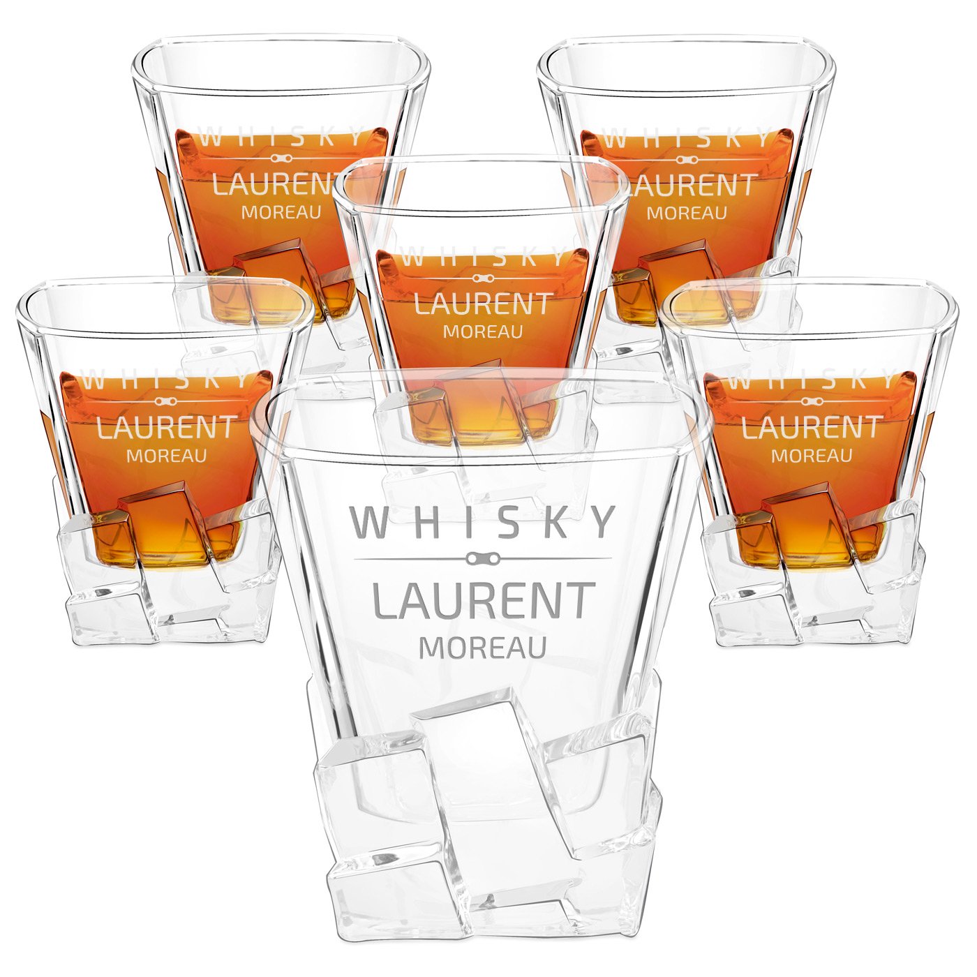 Verres à whisky Ice Blink Murrano avec gravure pour patron