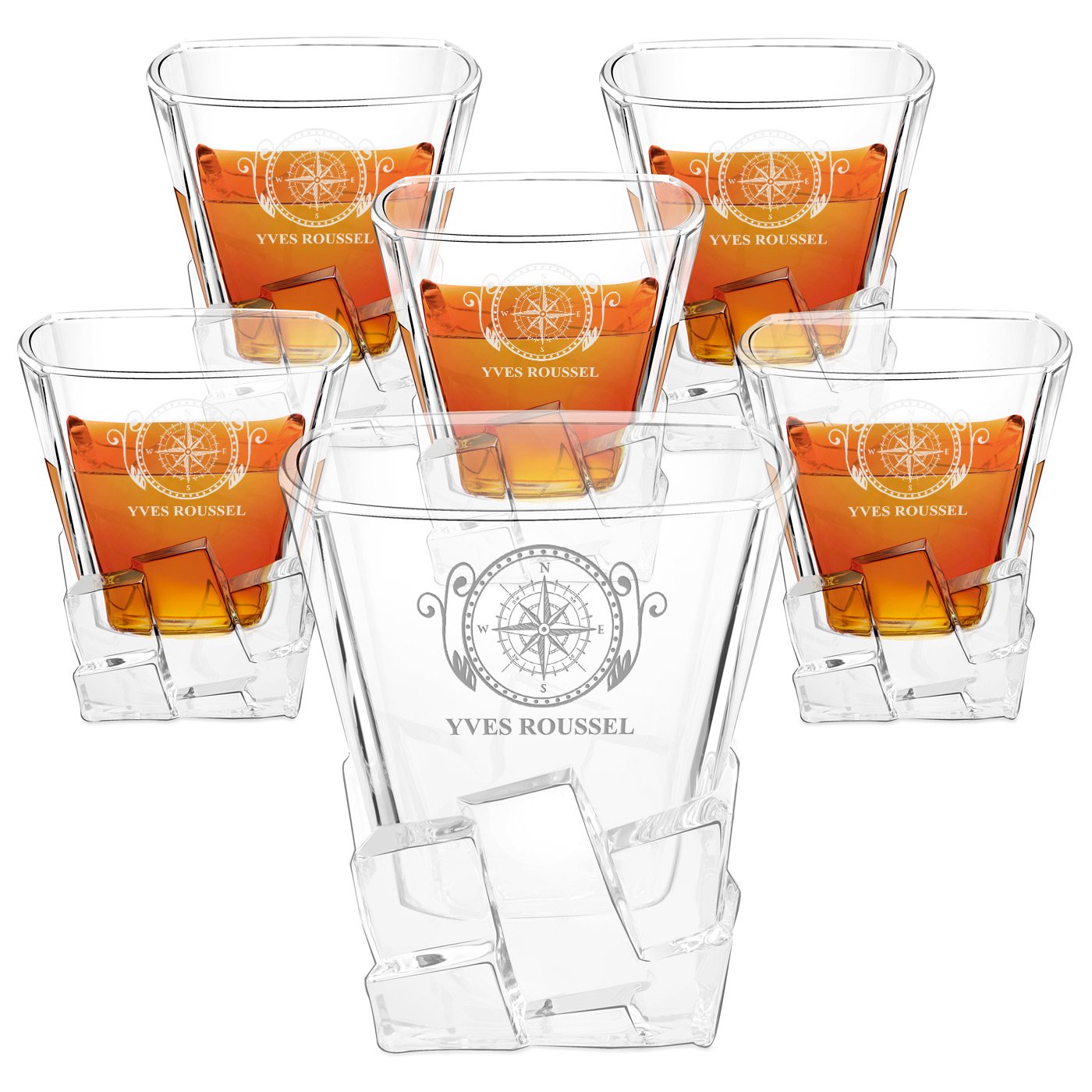 Copas de whisky Murrano Ice Blink - Personalizadas para un viajero (juego de 6)