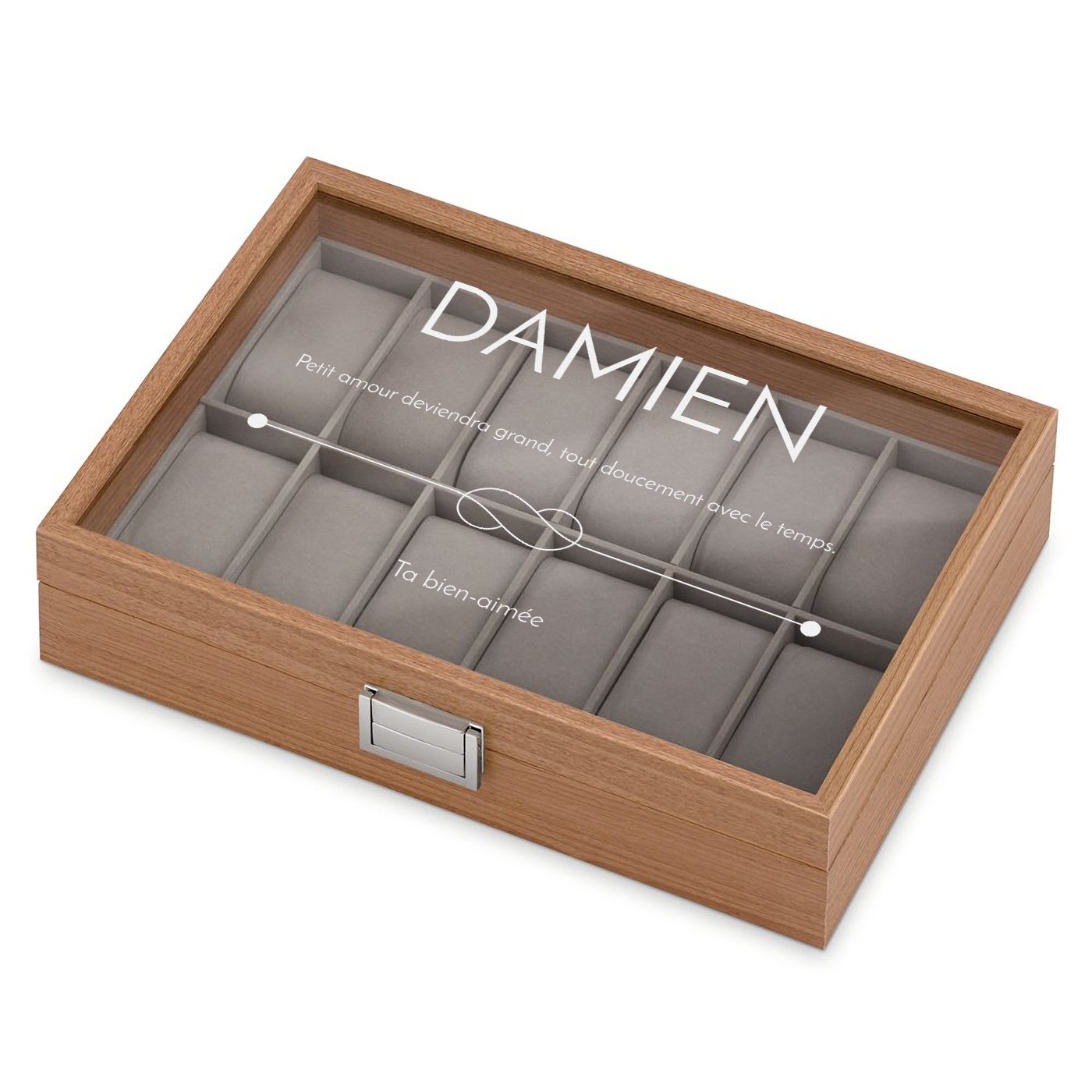 Caja de relojes grabada Murrano para hombre - Regalo de Día de San Valentín