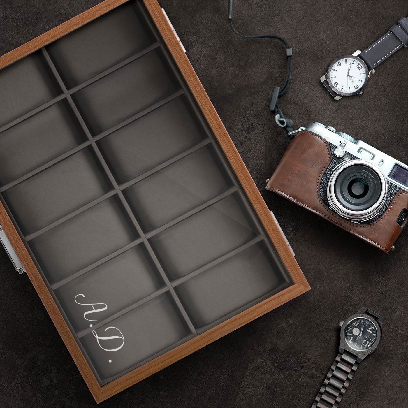 Murrano Engraved Watch Box for Men - Wedding Anniversary Gift