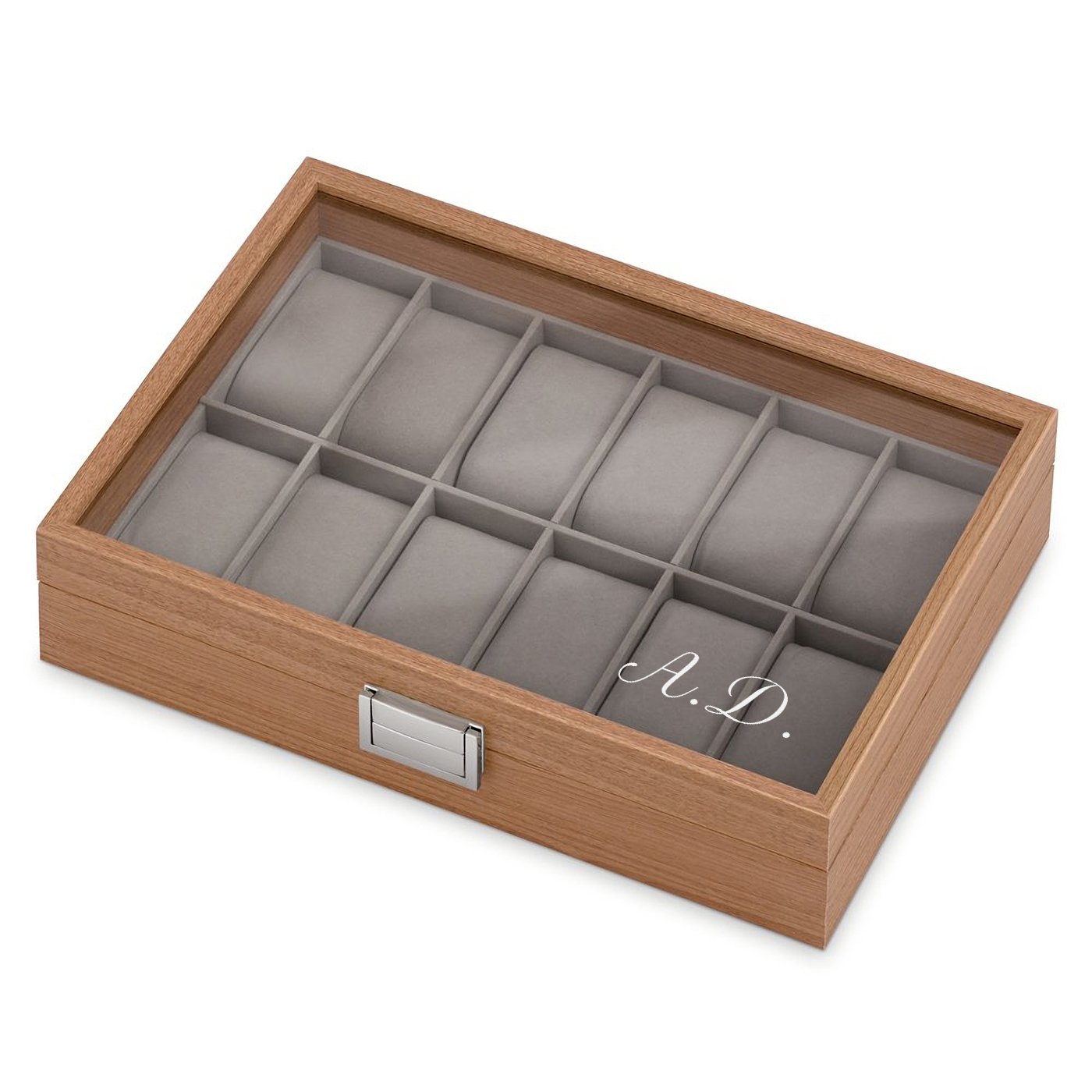 Caja de relojes grabada Murrano para hombre - Regalo de aniversario de boda