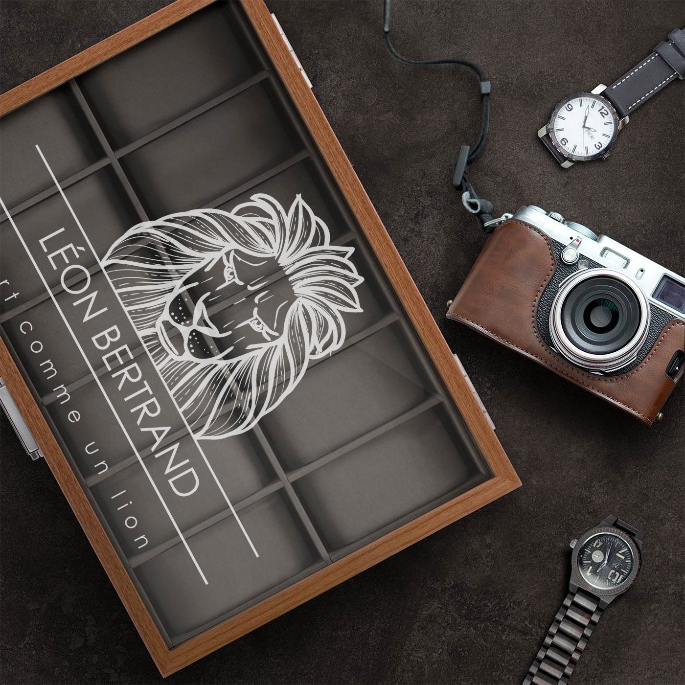 Caja de reloj grabada Murrano para el cumpleaños de un jefe