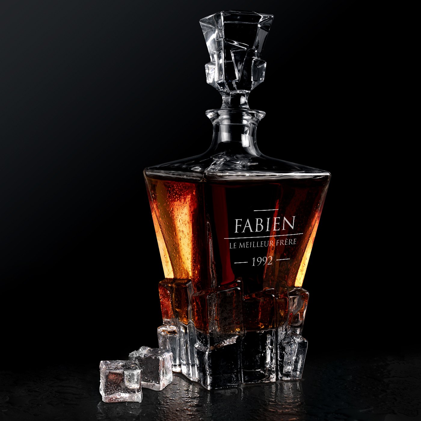 Decantador de whisky Murrano Ice Blink con grabado láser personalizado para regalo de aniversario para hermano