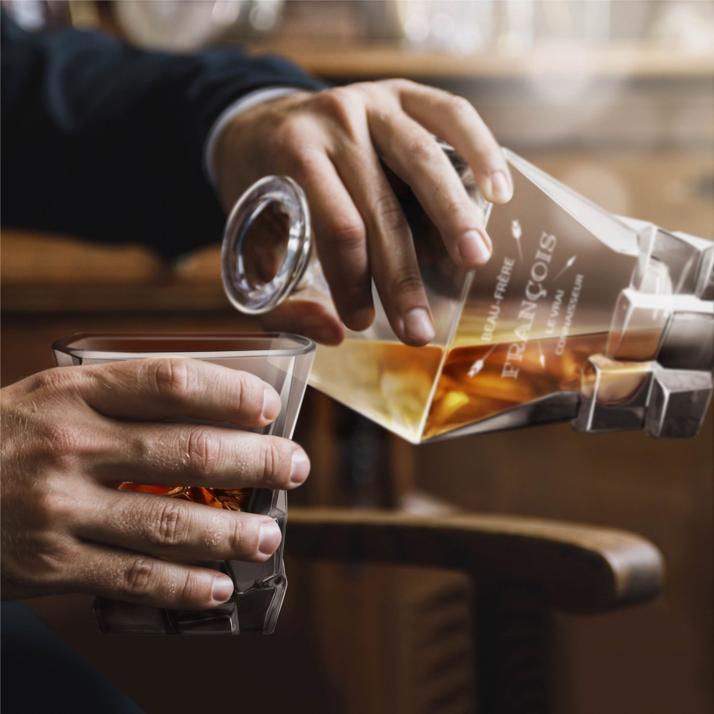 Colección de whisky Murrano Ice Blink y 6 vasos grabados para cuñado