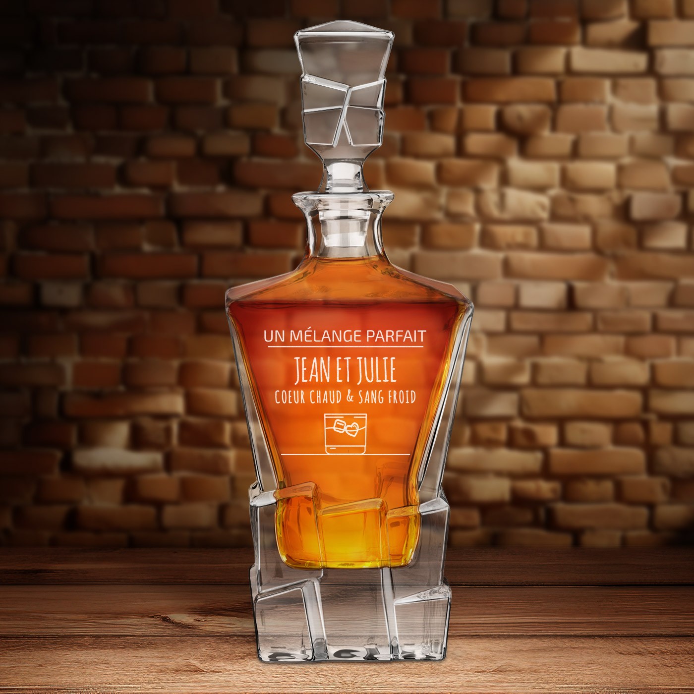 Carafa de whisky Ice Blink Murrano con grabado láser para amigos