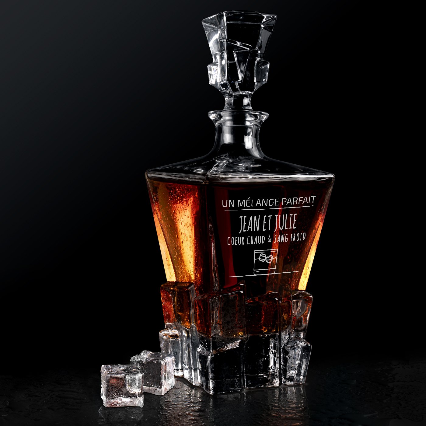 Carafa de whisky Ice Blink Murrano con grabado láser para amigos
