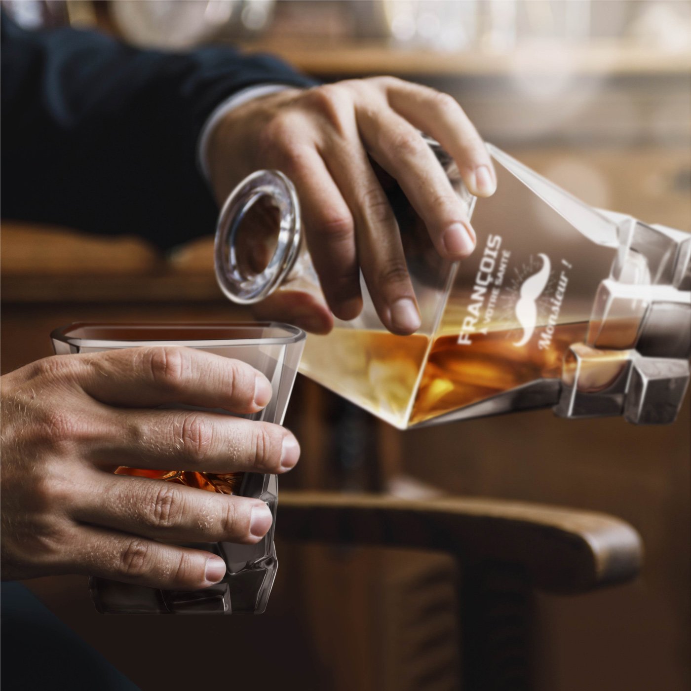 Carafa de whisky Murrano Ice Blink con grabado láser para él