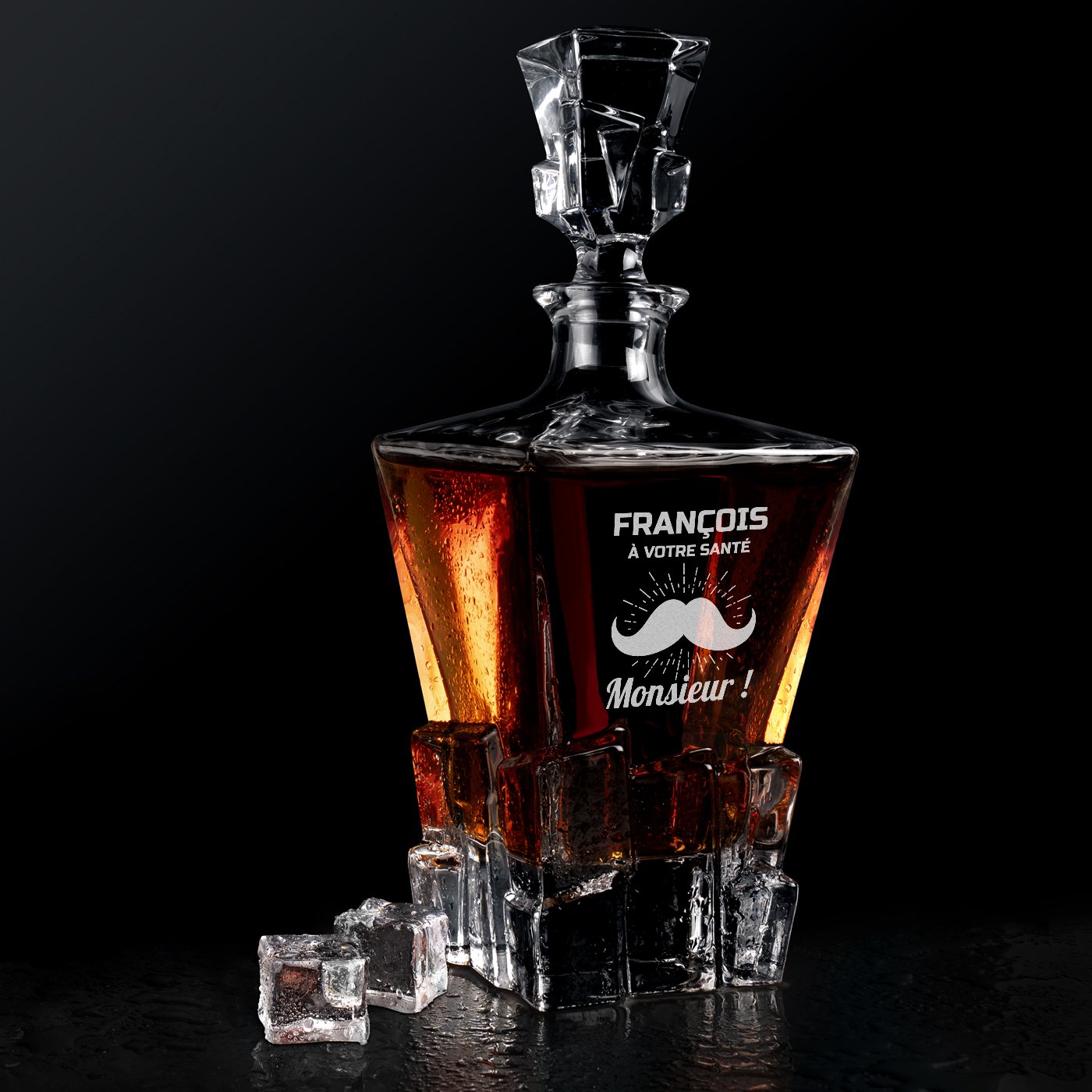 Carafa de whisky Murrano Ice Blink con grabado láser para él