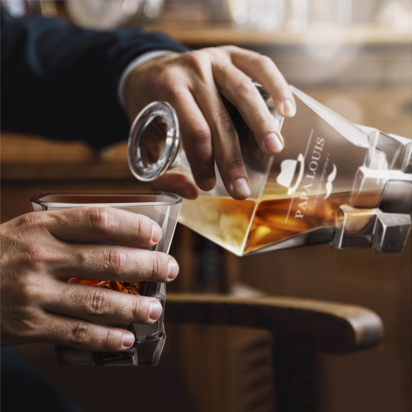 Carafe à whisky Ice Blink Murrano et 4 verres avec gravure pour papa