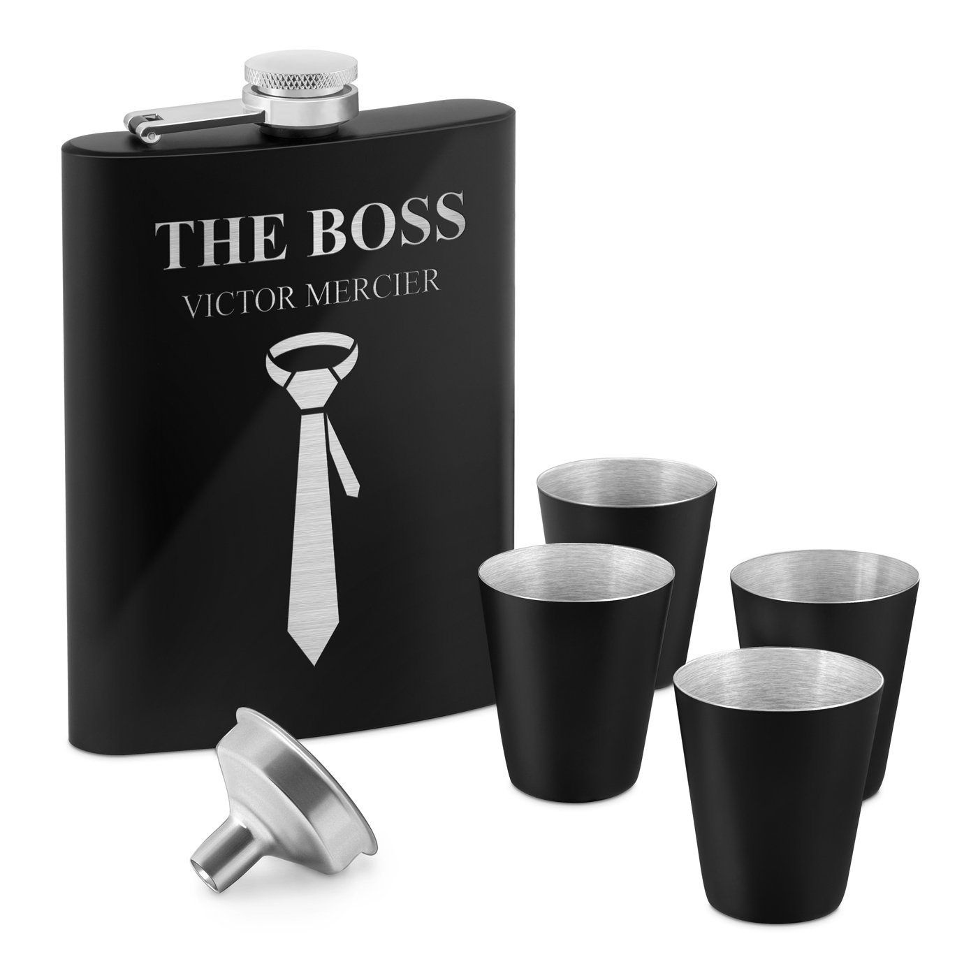 Murrano Personalized Steel Flask - Black with Engraving