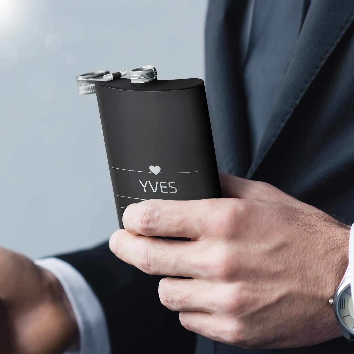 Personalized Stainless Steel Flask for Husband - Wedding Anniversary Gift