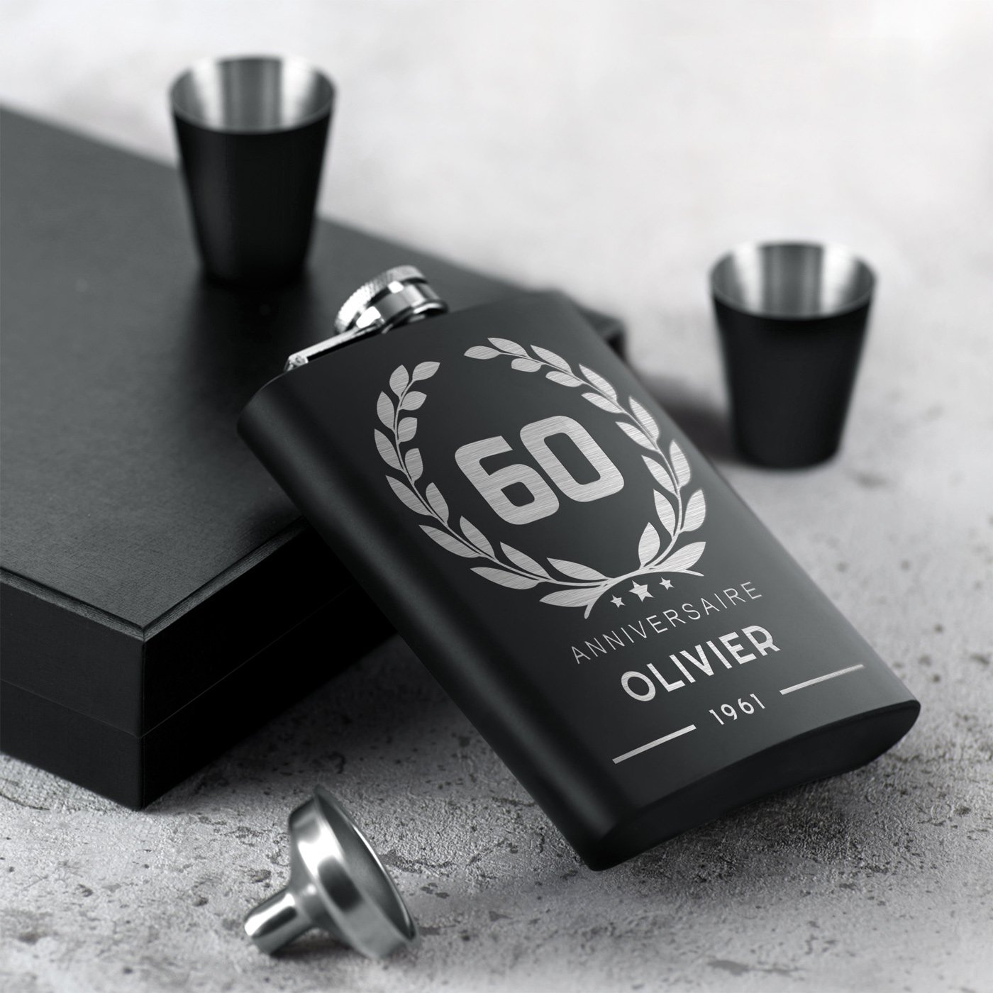 Personalized Stainless Steel Flask for Men - 60th Birthday Gift
