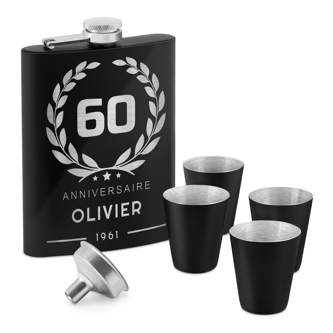 Personalized Stainless Steel Flask for Men - 60th Birthday Gift