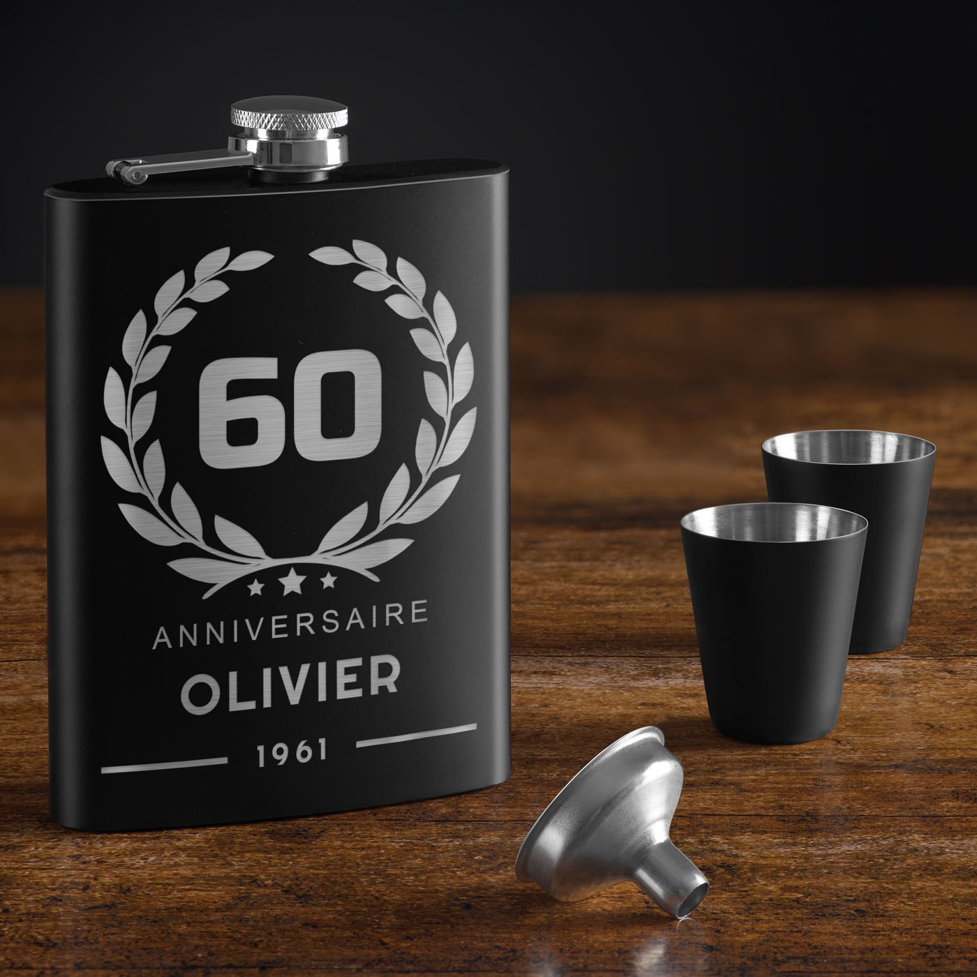 Personalized Stainless Steel Flask for Men - 60th Birthday Gift