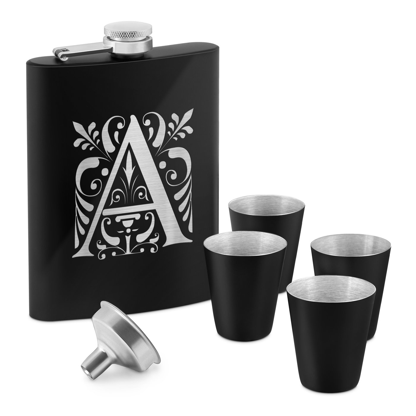 Customizable Flask - Black with Engraving for Gentleman